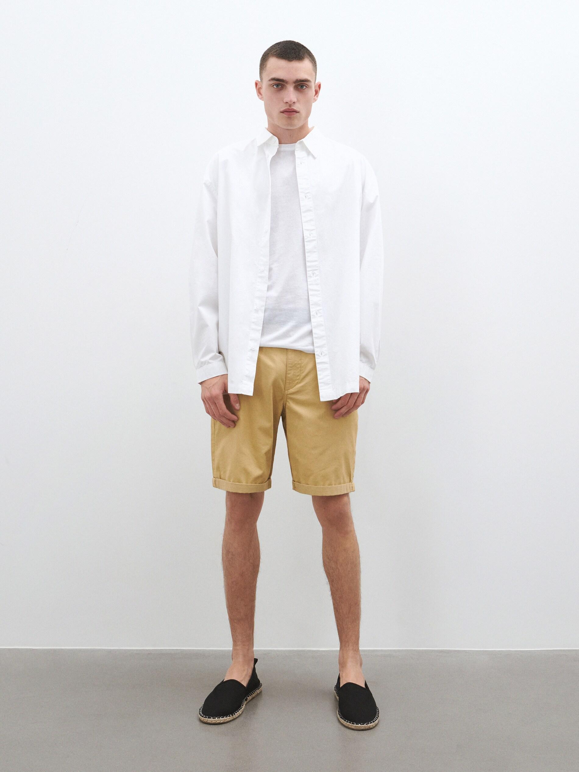 Yellow Simple Chino Shorts, , large image number 0