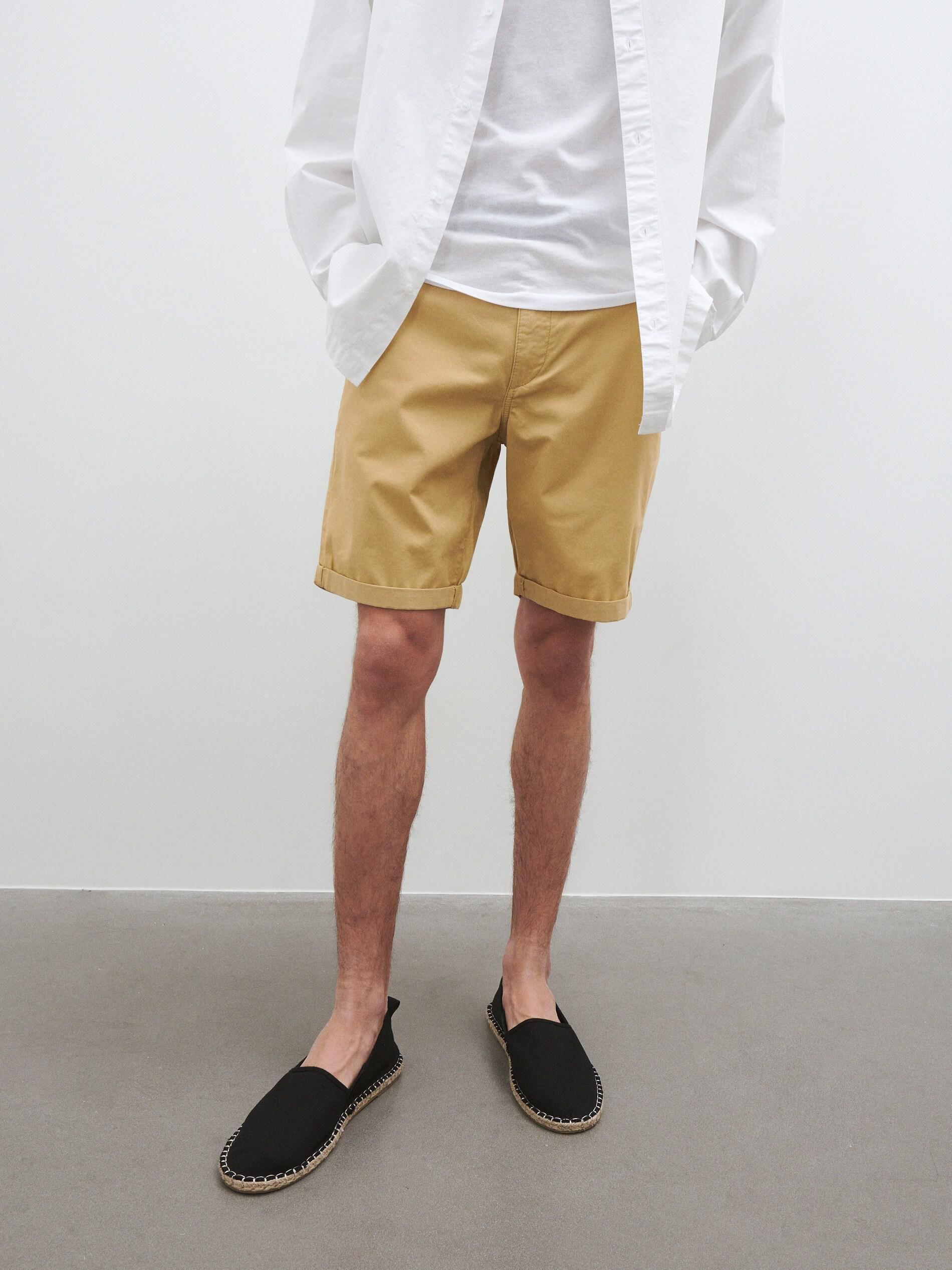 Yellow Simple Chino Shorts, , large image number 1