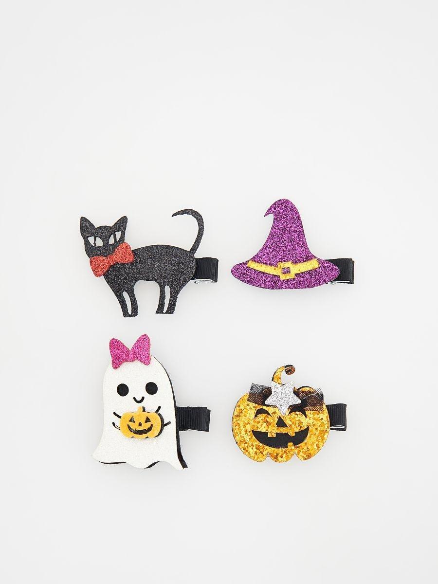 Multicolour Halloween Hair Clips Set Of 4, Multicolor, large image number 0