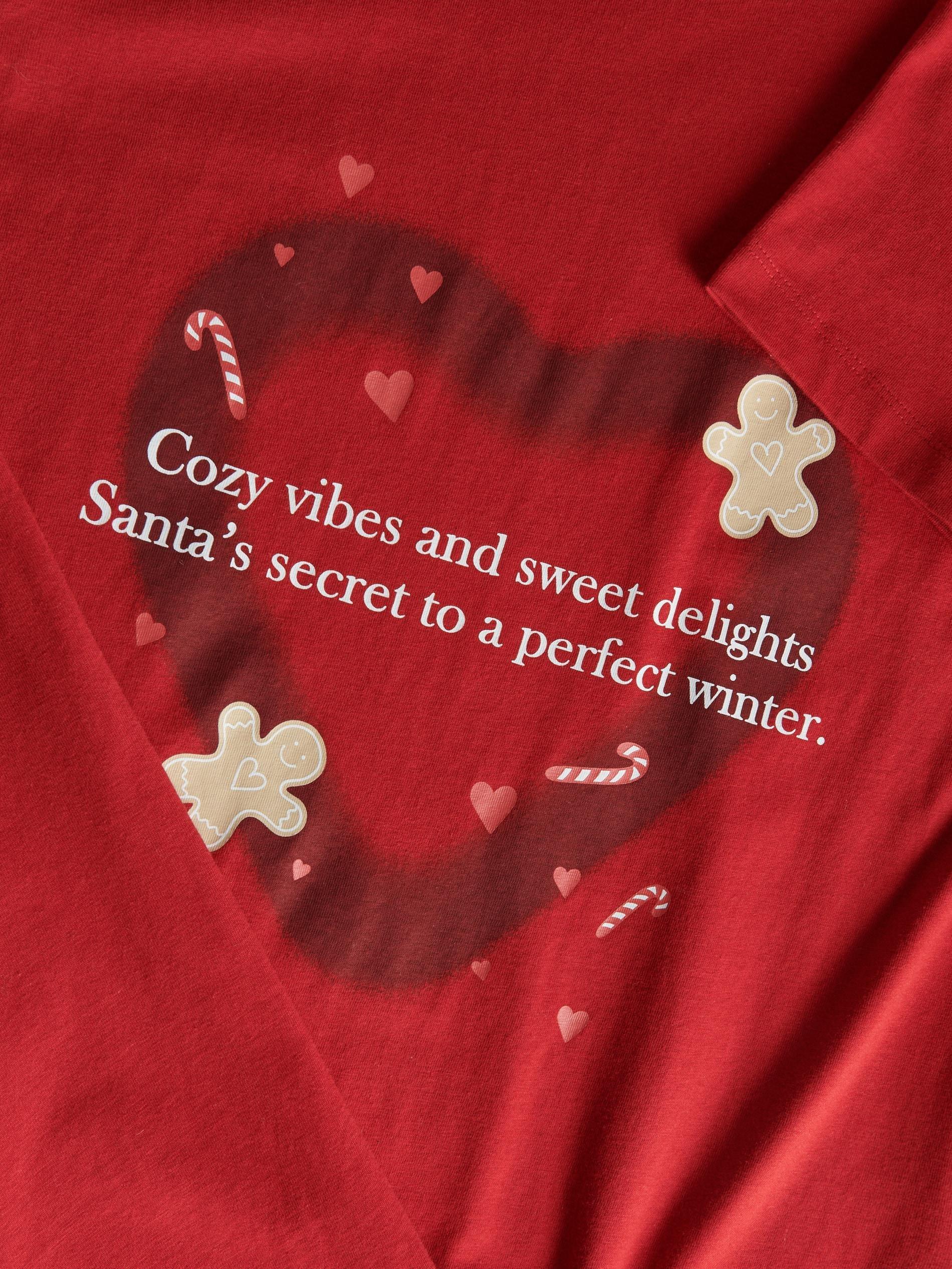 Red Nightgown With Christmas Print, , large image number 1