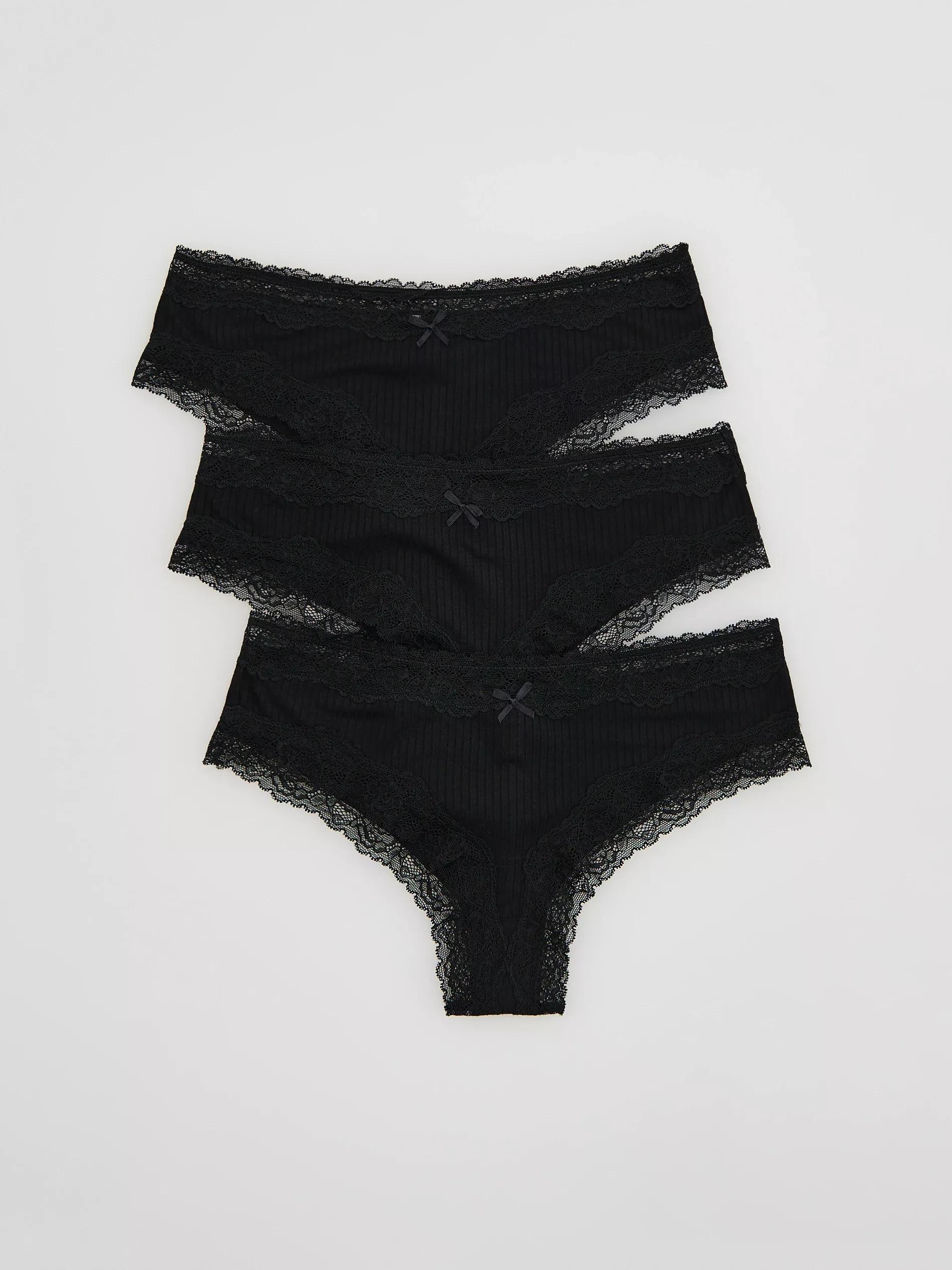 Black Hipster Panties 3-Pack, Black, large image number 1