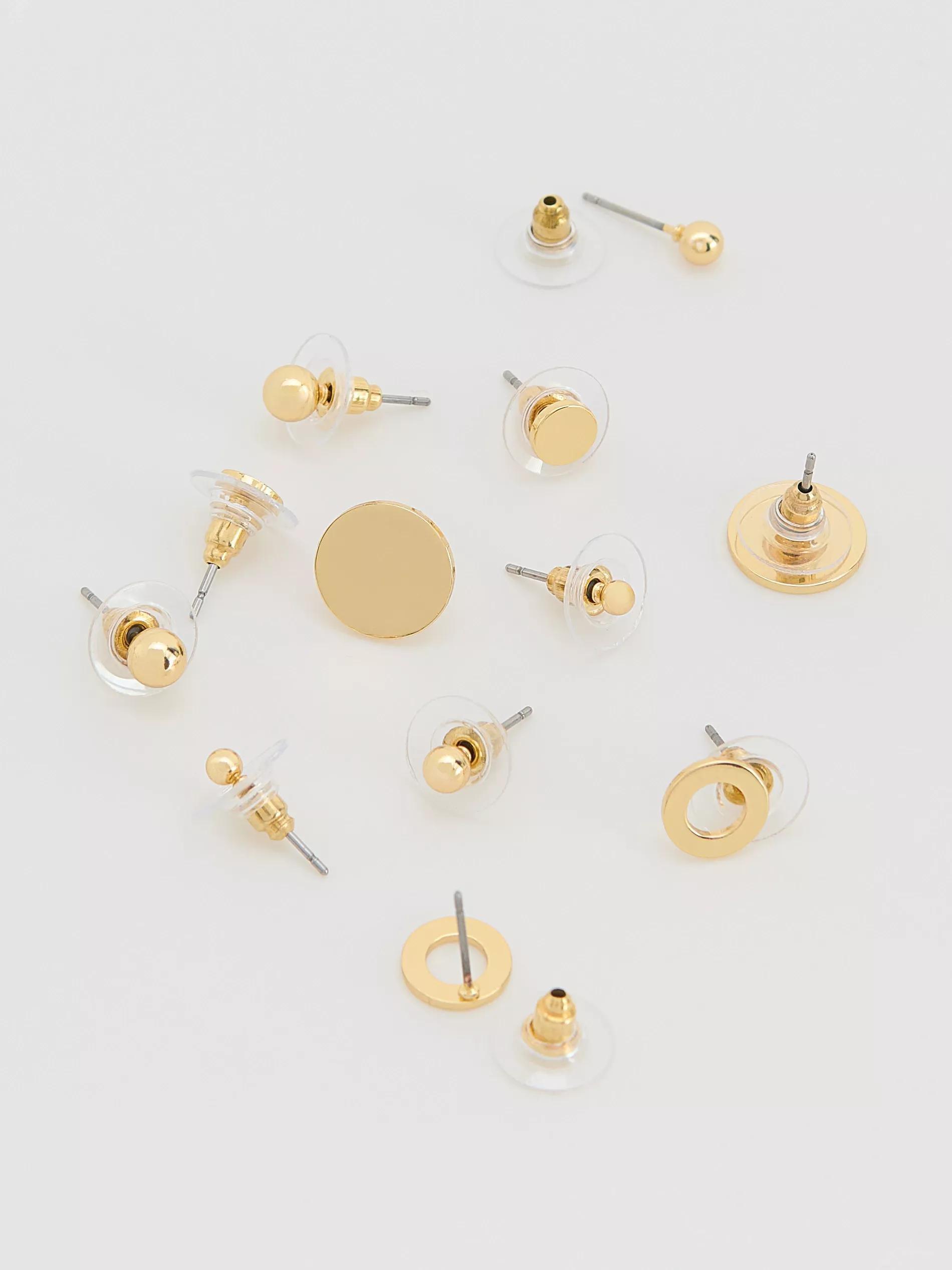 Gold Earrings Set, Golden, large image number 1