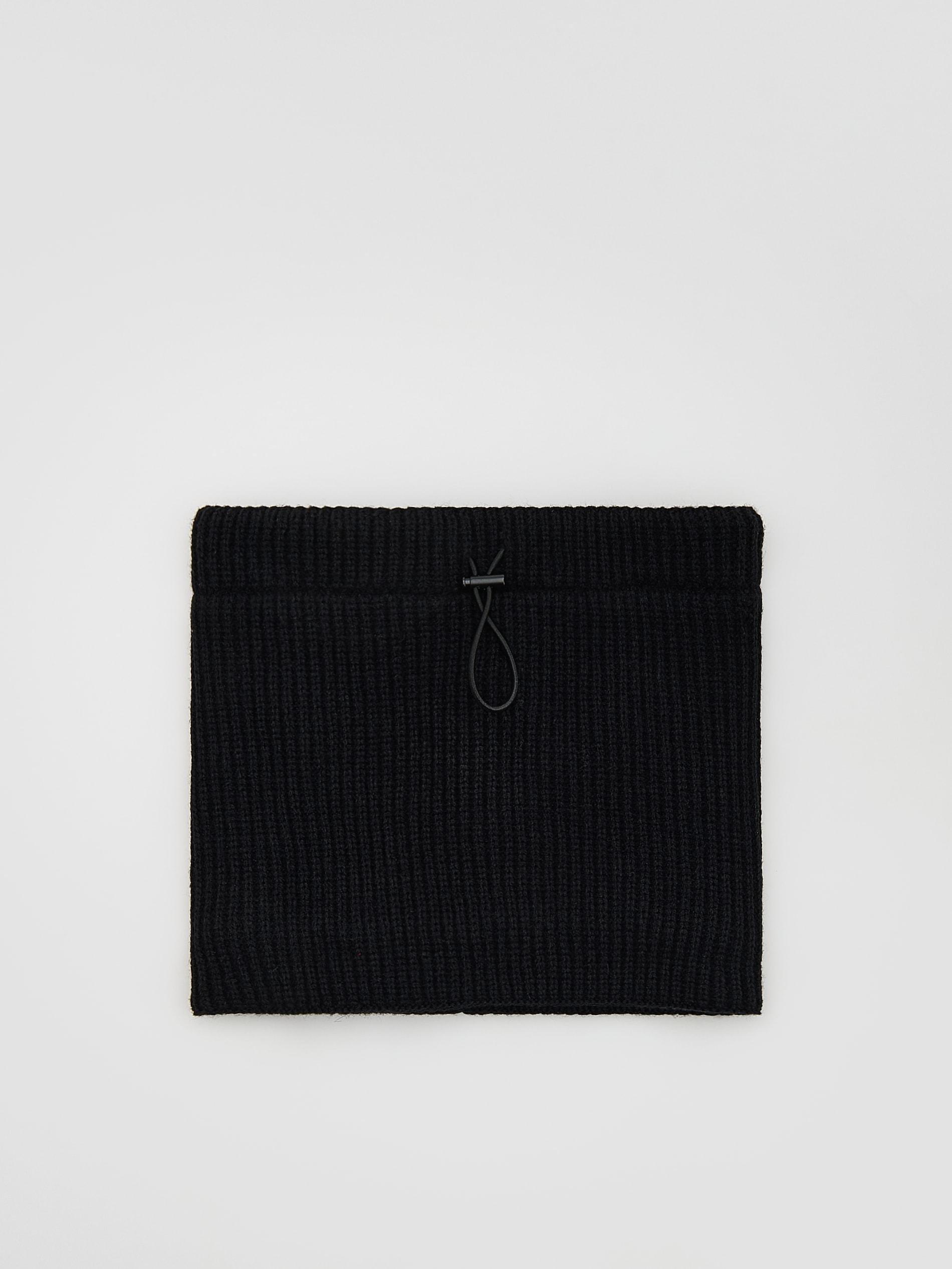 Black Circle Scarf With Drawstring, Black, medium