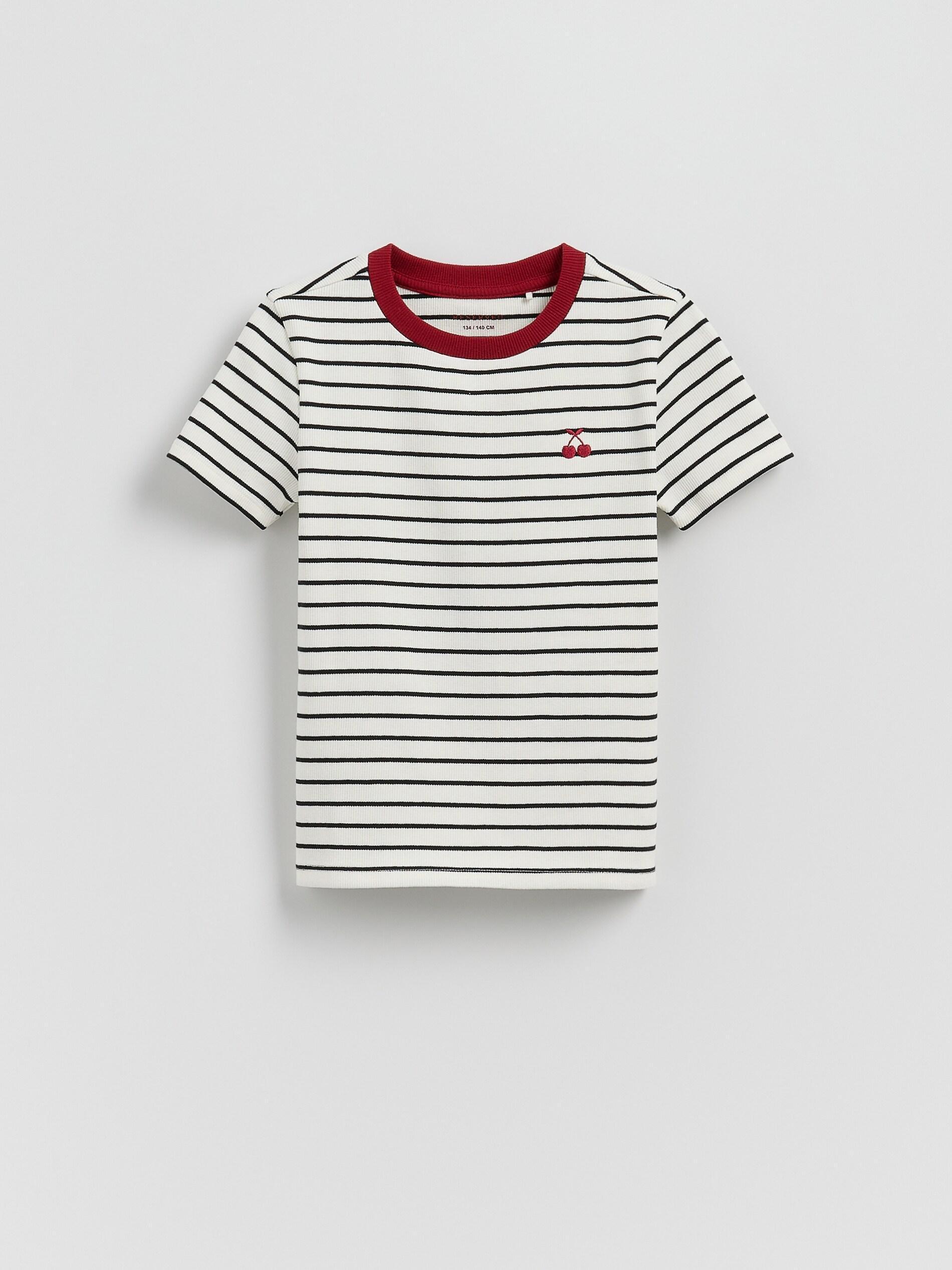 CREAM Stripe cotton T-shirt, Ivory, medium