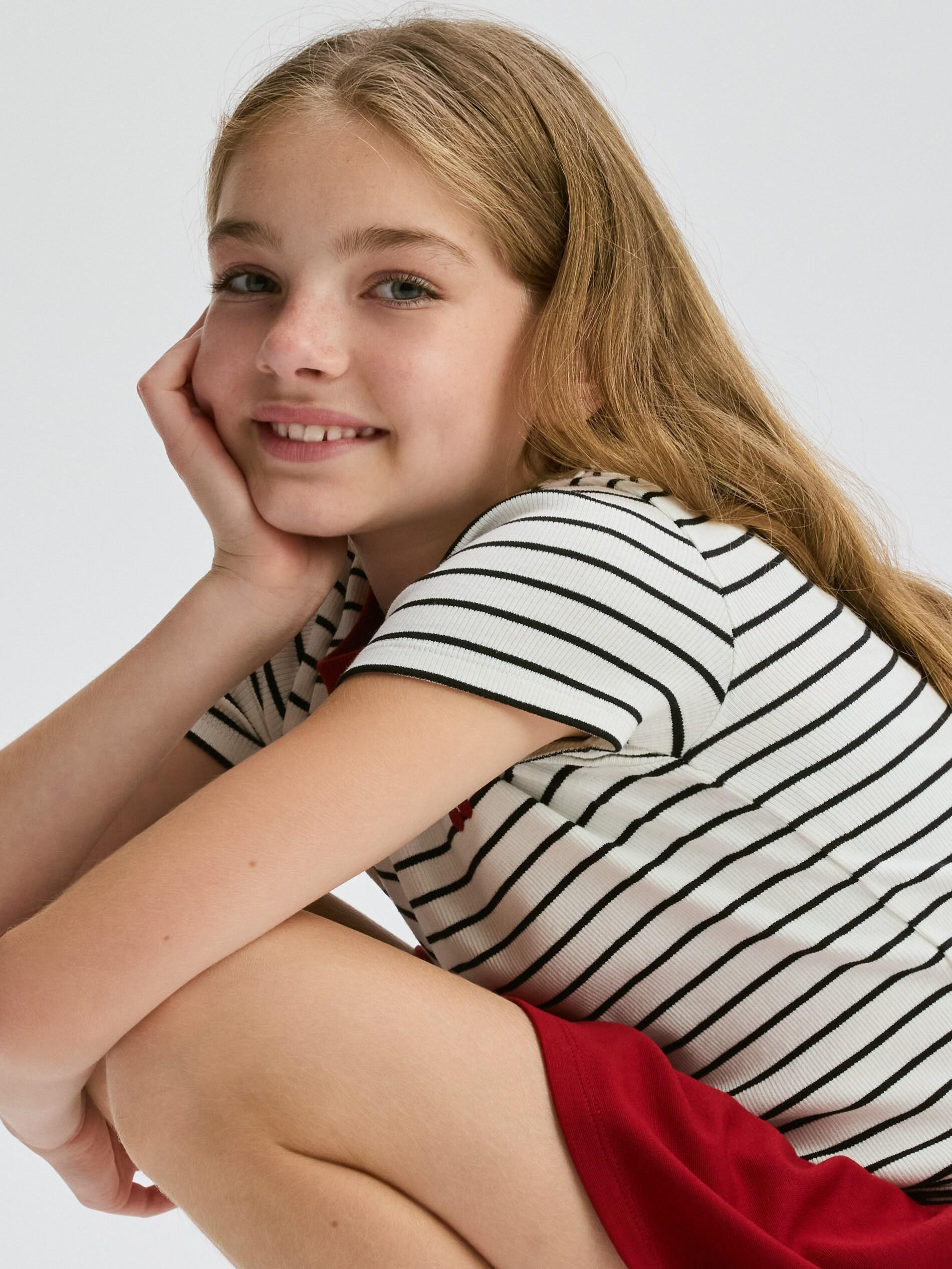 CREAM Stripe cotton T-shirt, Ivory, medium