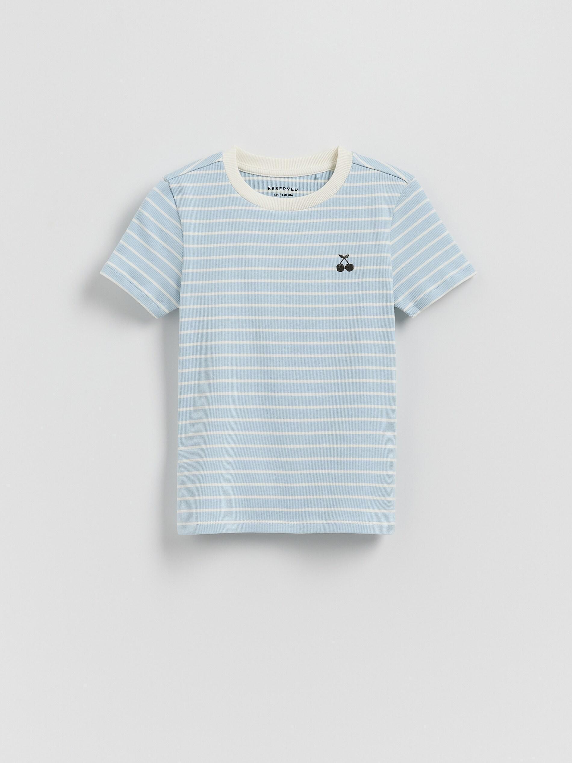 PALE BLUE Stripe cotton T-shirt, Blue, medium
