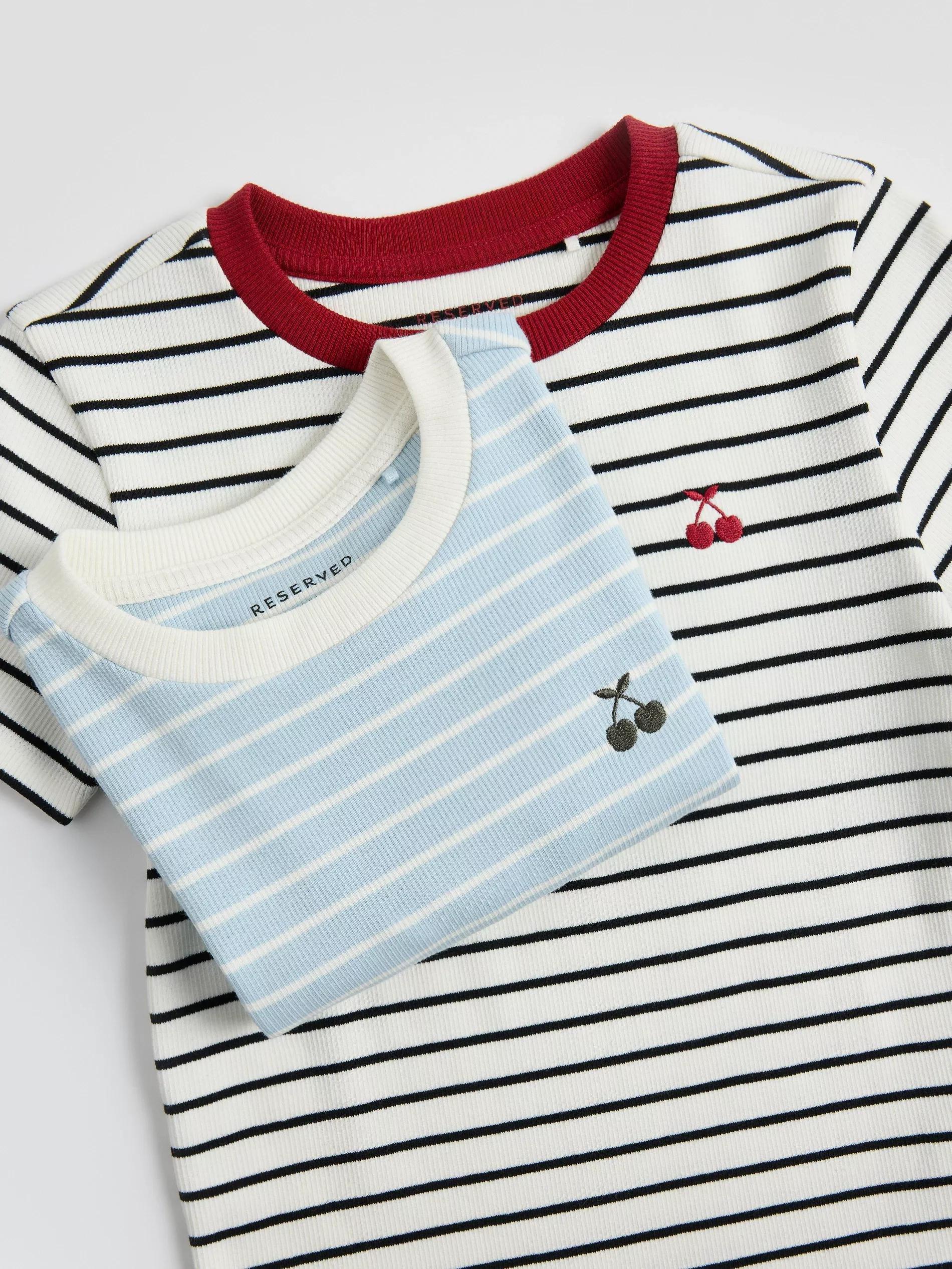 PALE BLUE Stripe cotton T-shirt, , large image number 1