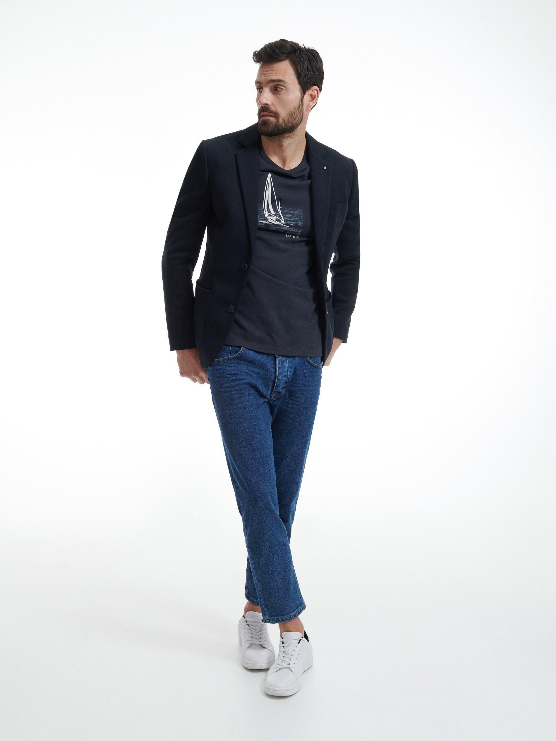 Navy Slim Fit Sporty Suit Jacket, , large image number 0