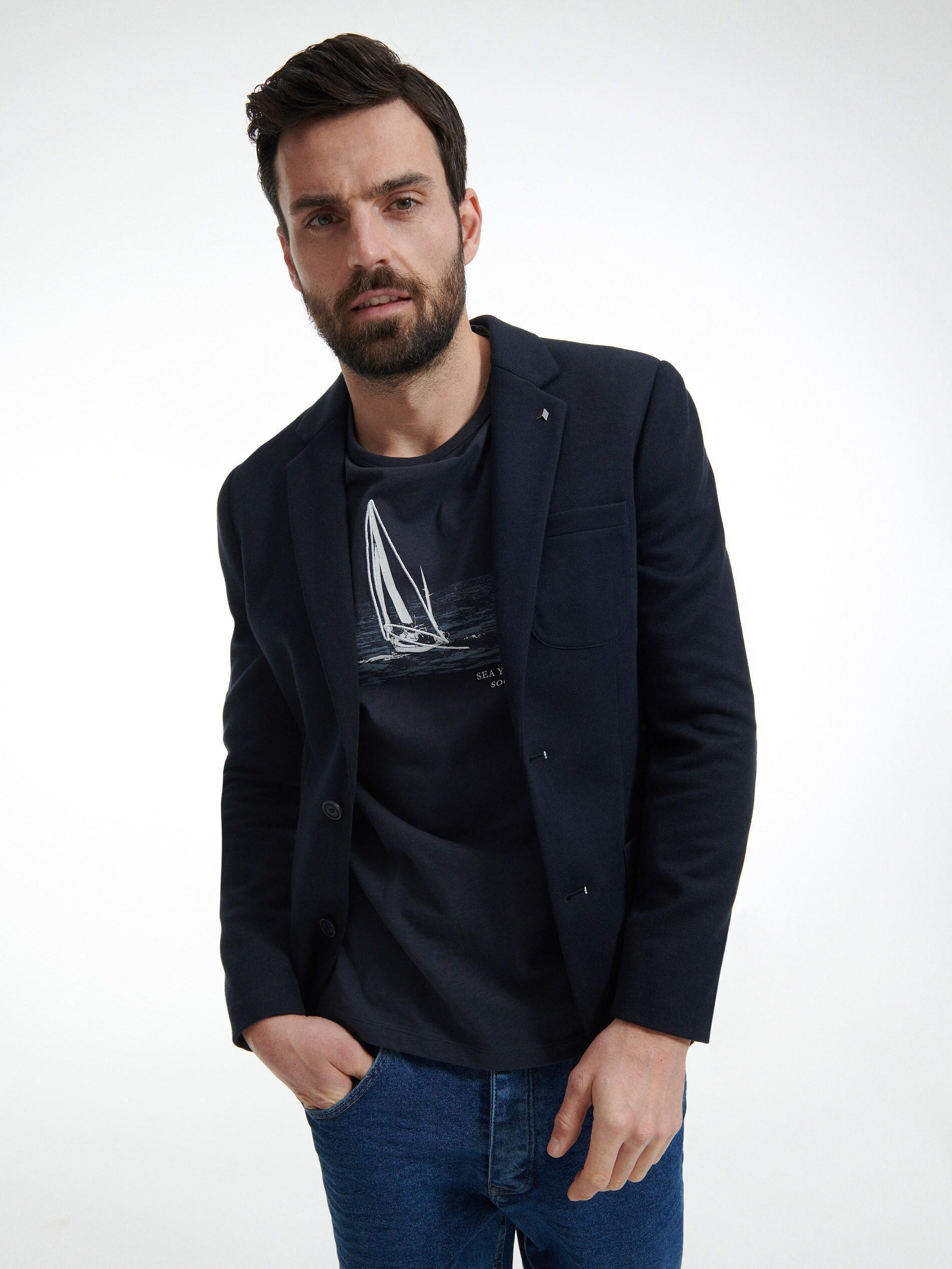 Navy Slim Fit Sporty Suit Jacket, , large image number 1