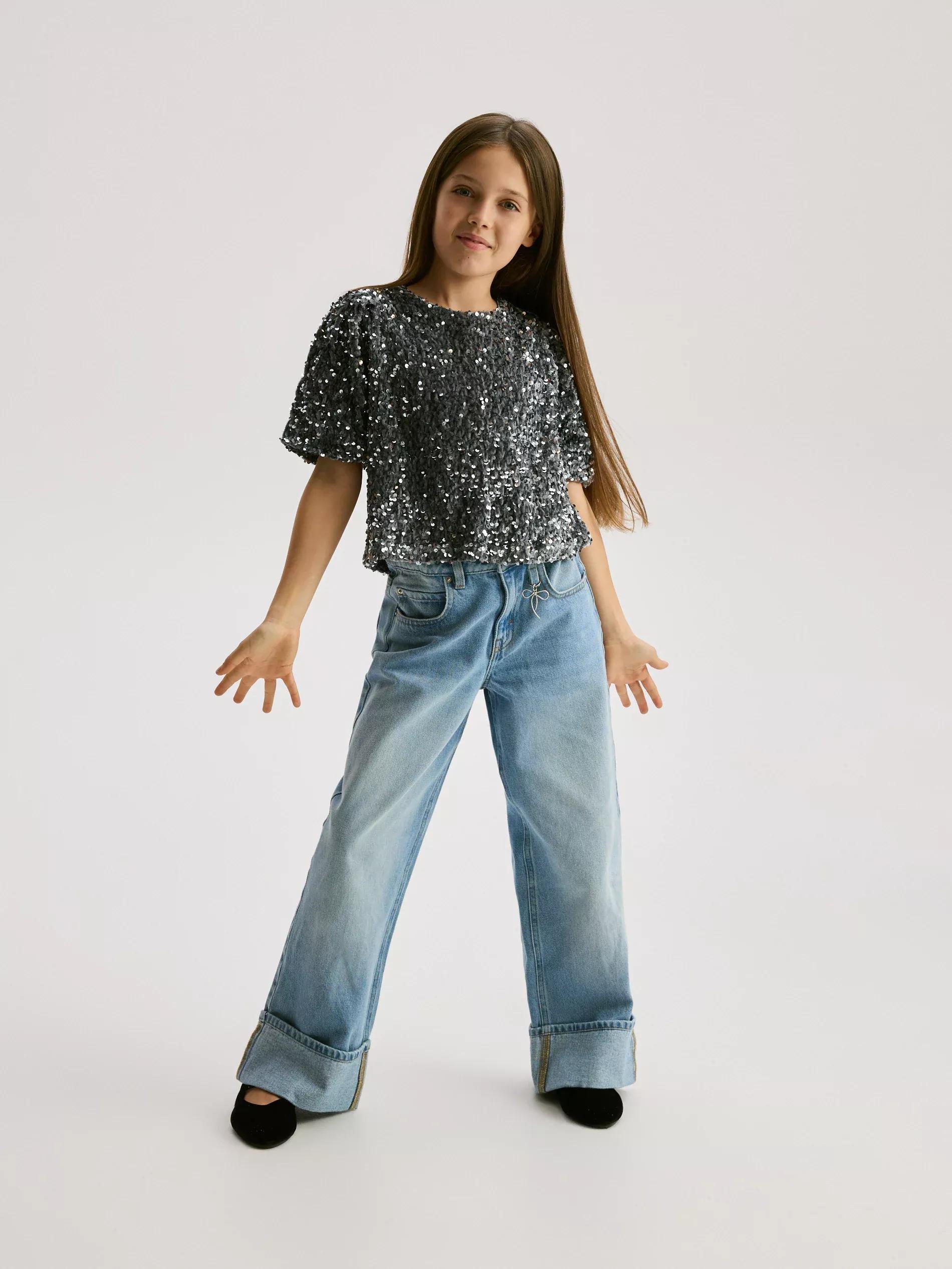 GIRLS` BLOUSE LIGHT GREY, Light grey, medium