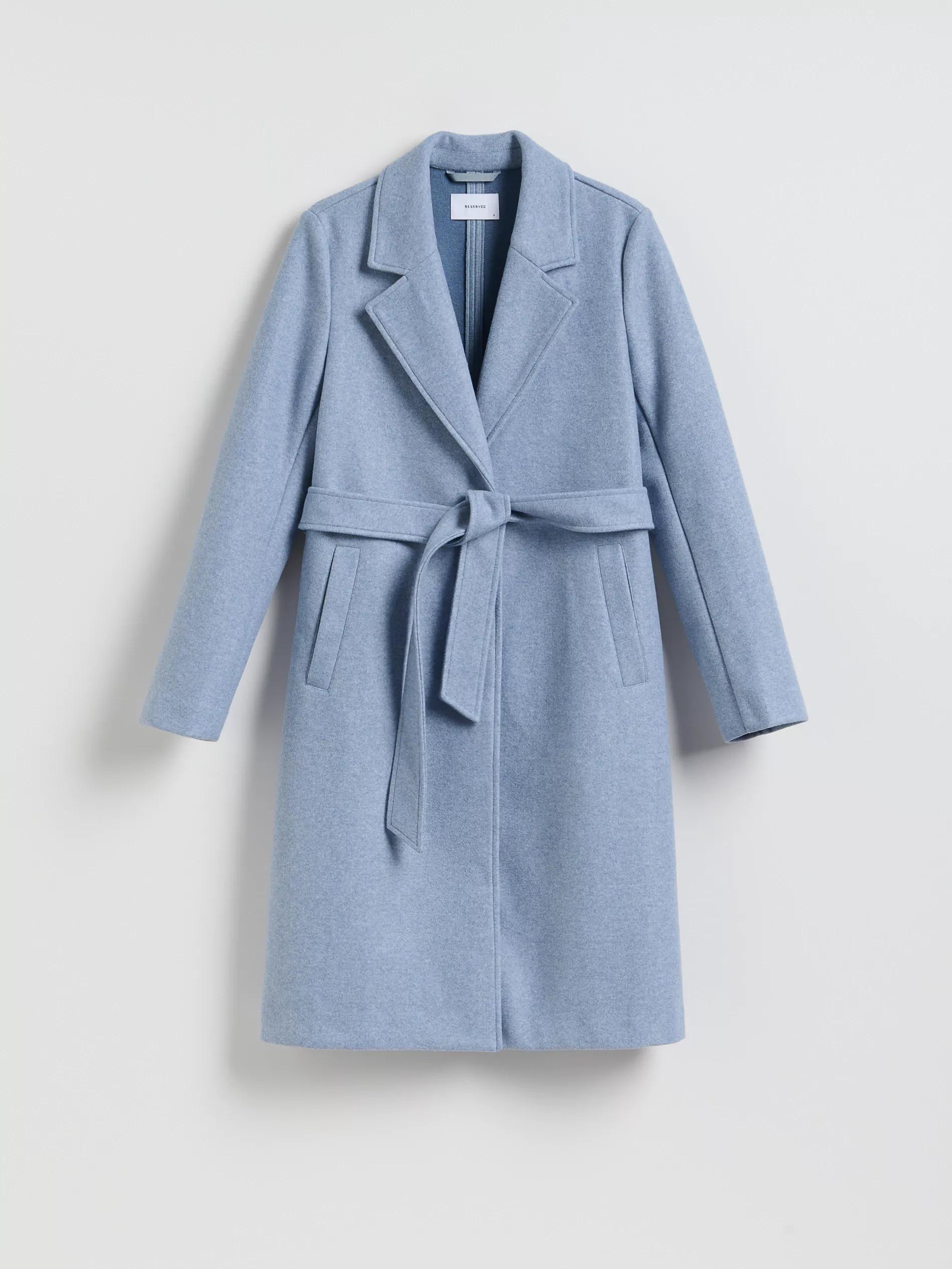 Blue Coat With Tie Belt, Blue, large image number 0