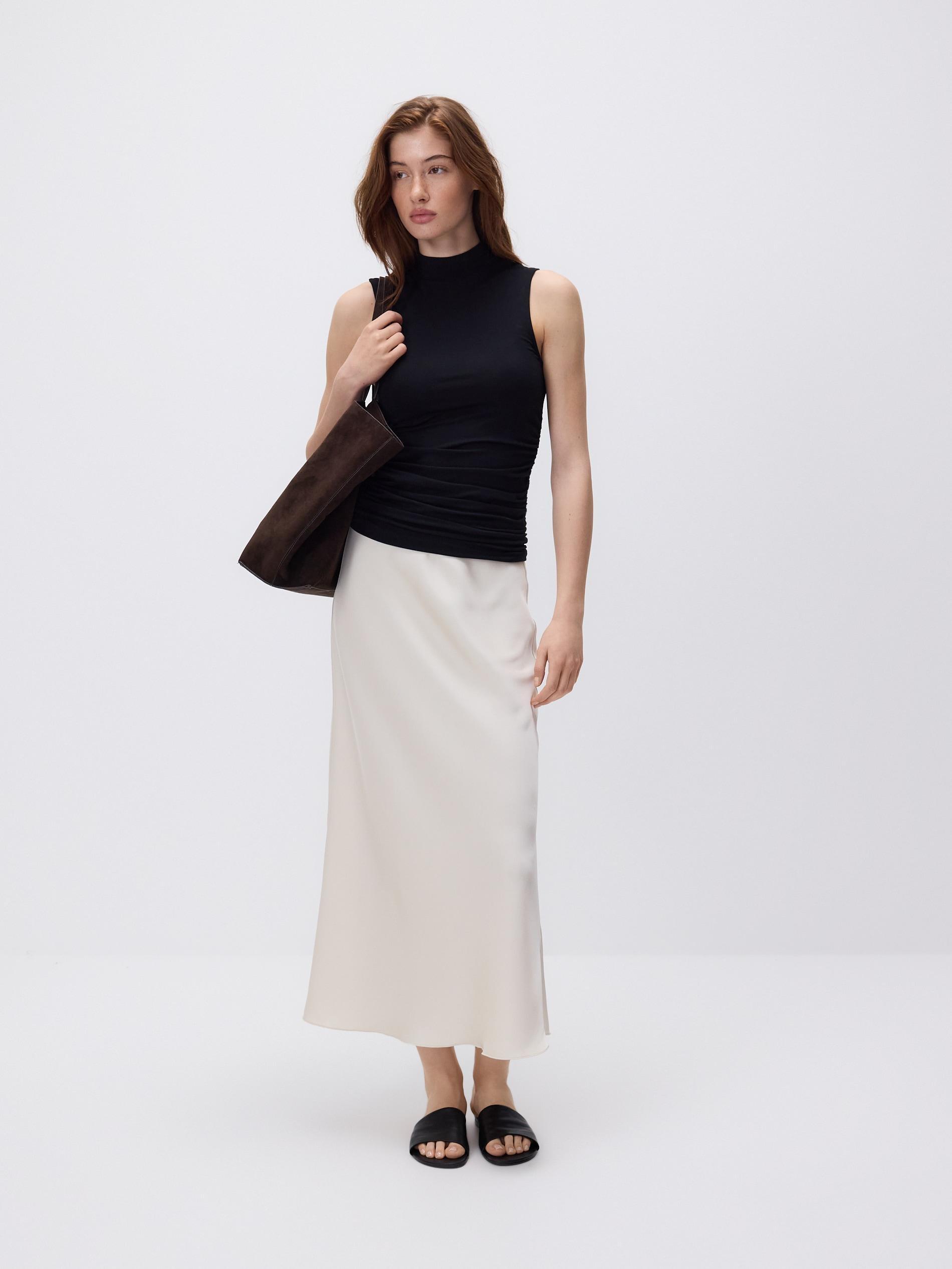 Beige Midi Skirt, Ivory, large image number 1