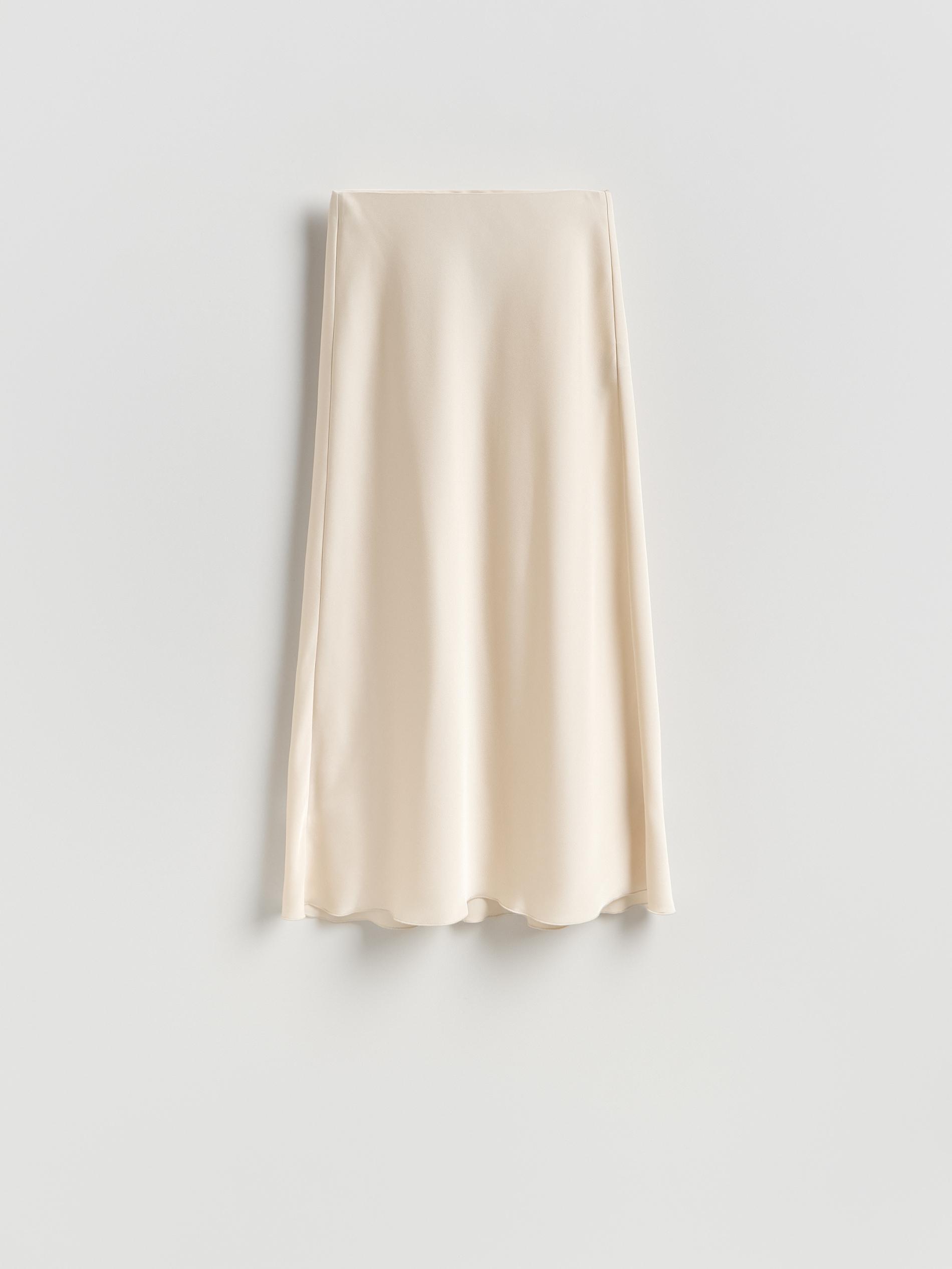 Beige Midi Skirt, Ivory, large image number 4