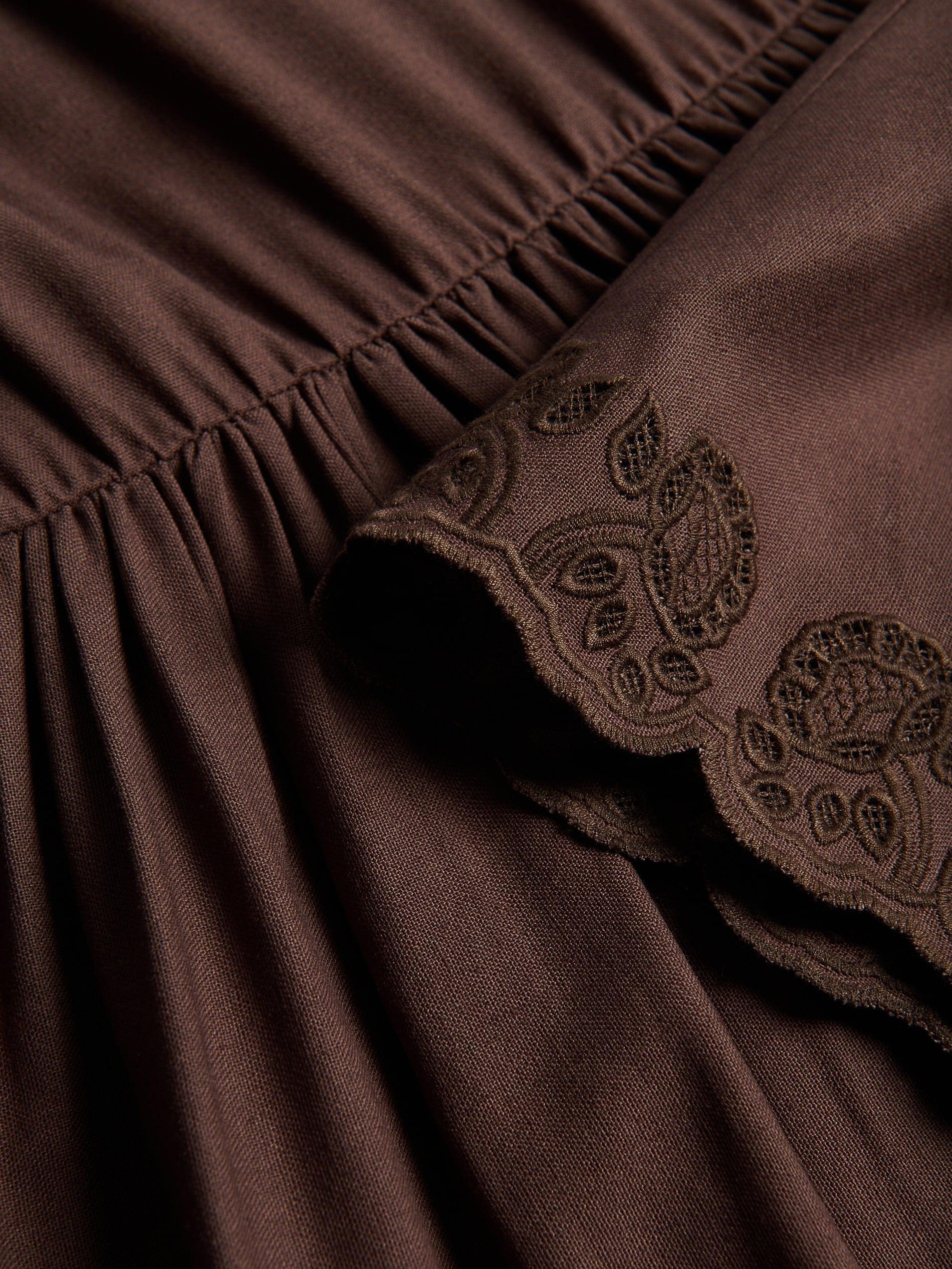Brown Linen Blend Dress, Brown, large image number 4