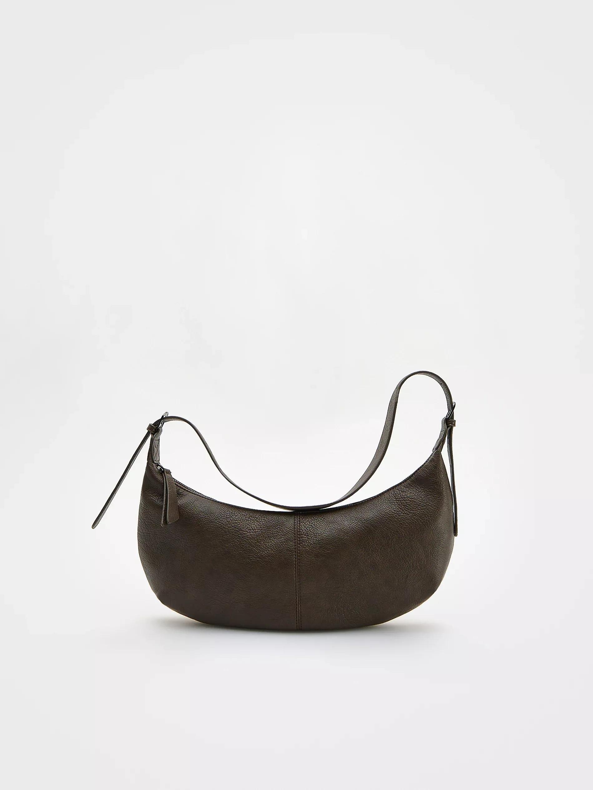 Brown Plain Shoulder Bag, Brown, large image number 0