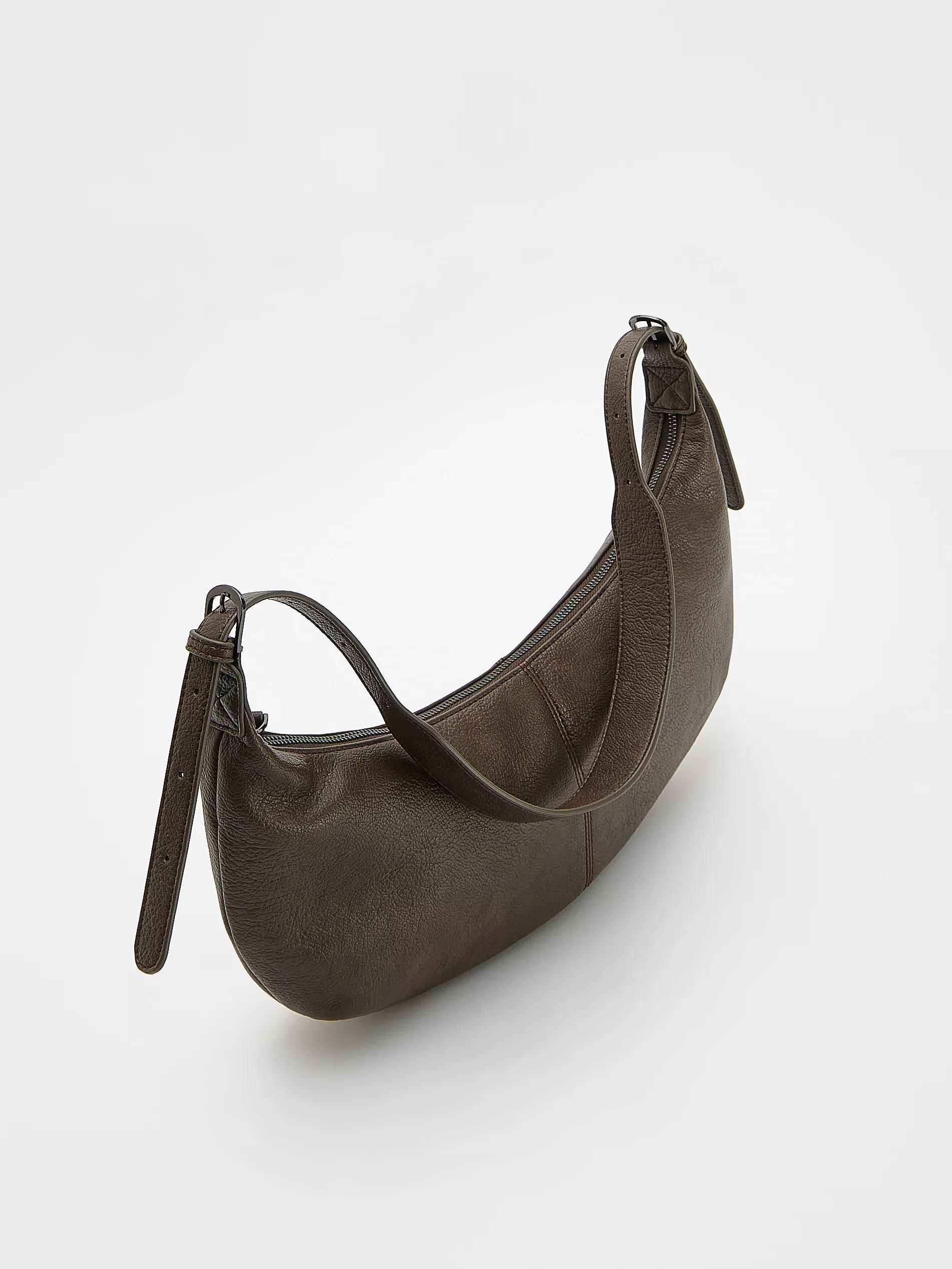 Brown Plain Shoulder Bag, Brown, large image number 3