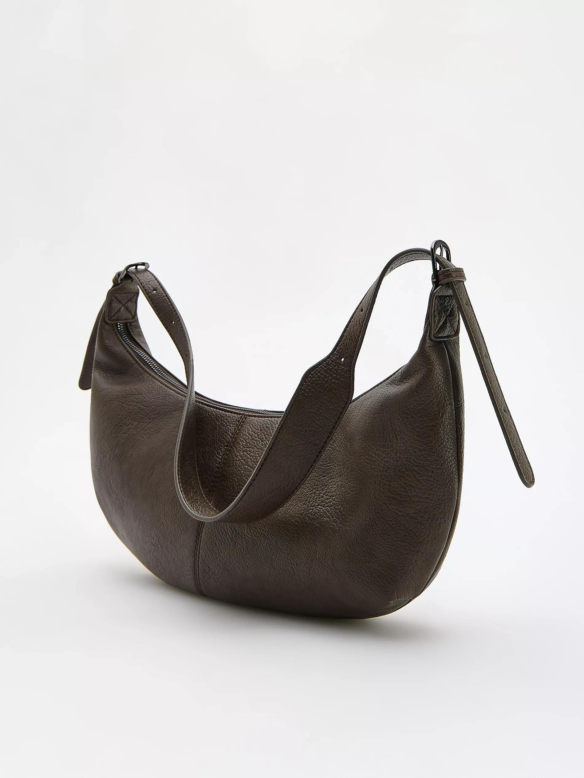 Brown Plain Shoulder Bag, Brown, large image number 5