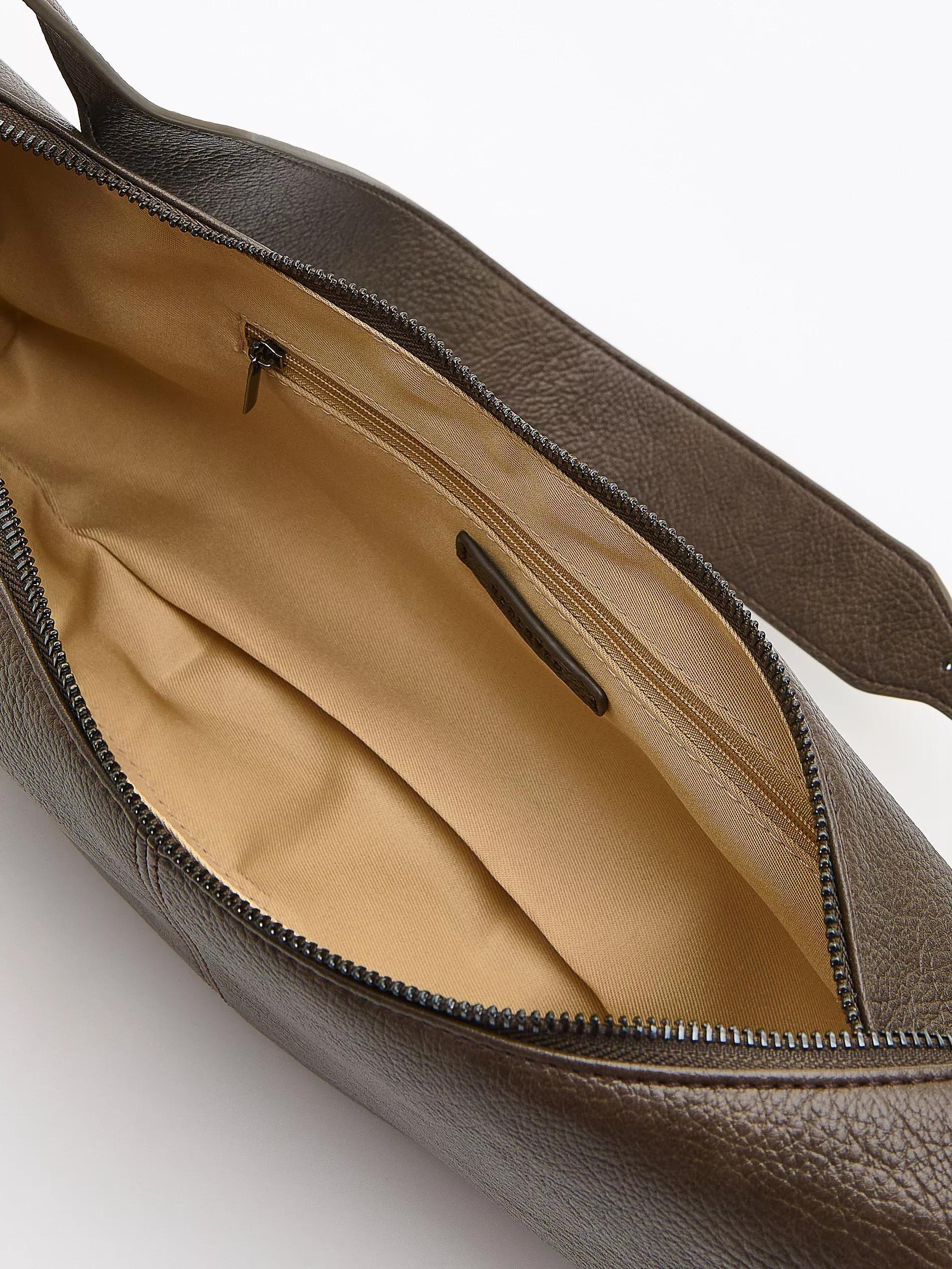 Brown Plain Shoulder Bag, Brown, large image number 7