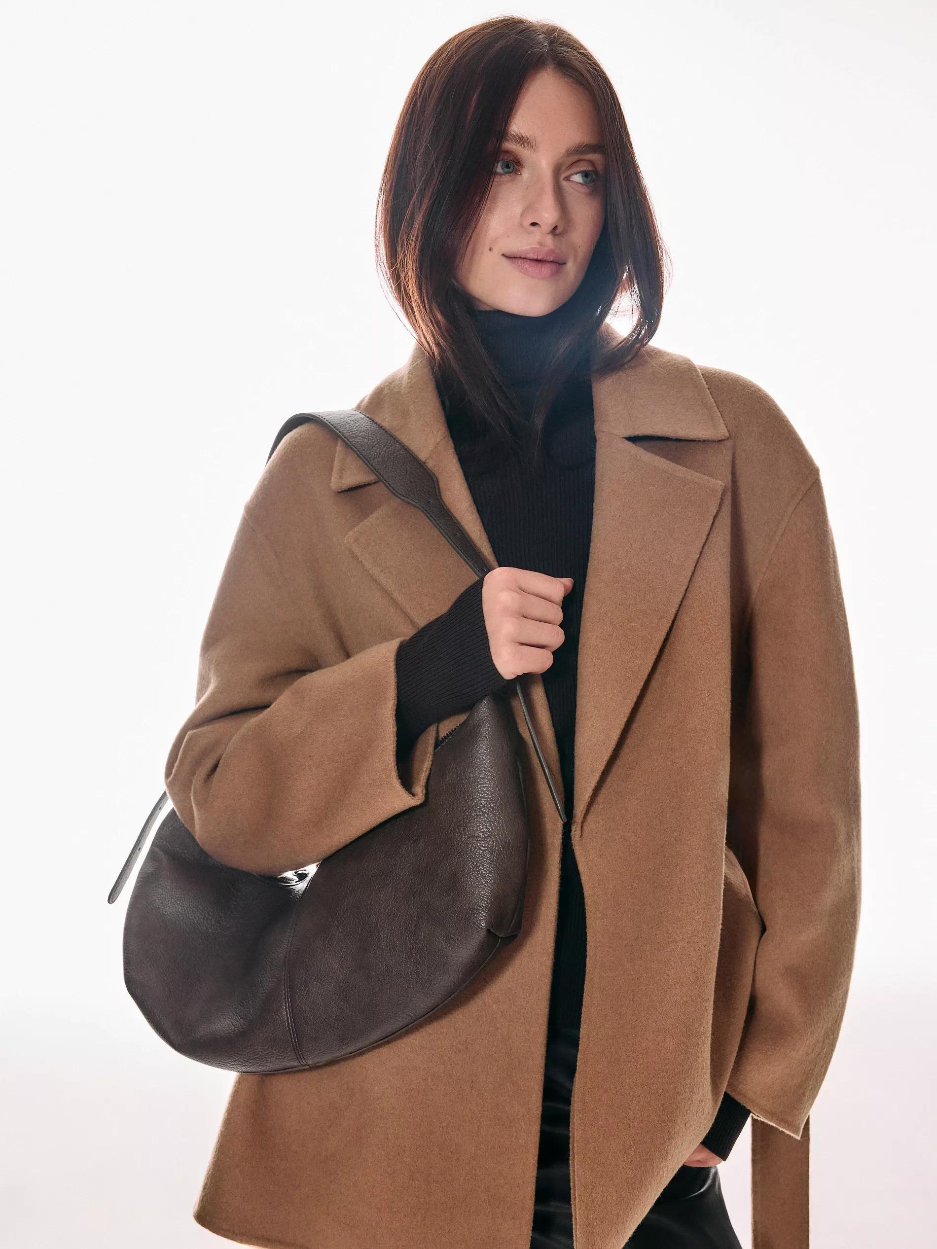 Brown Plain Shoulder Bag, Brown, large image number 8