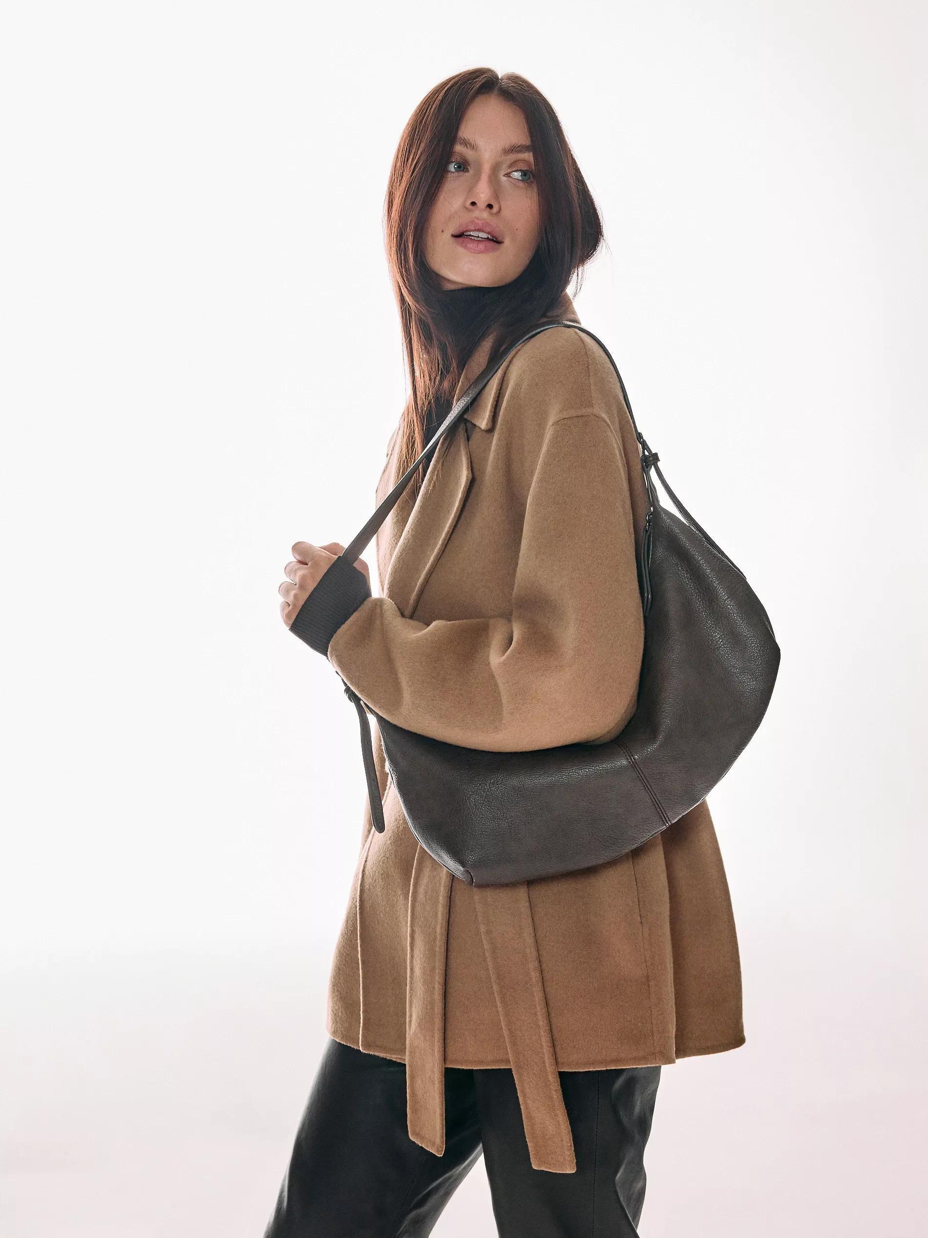 Brown Plain Shoulder Bag, Brown, large image number 11