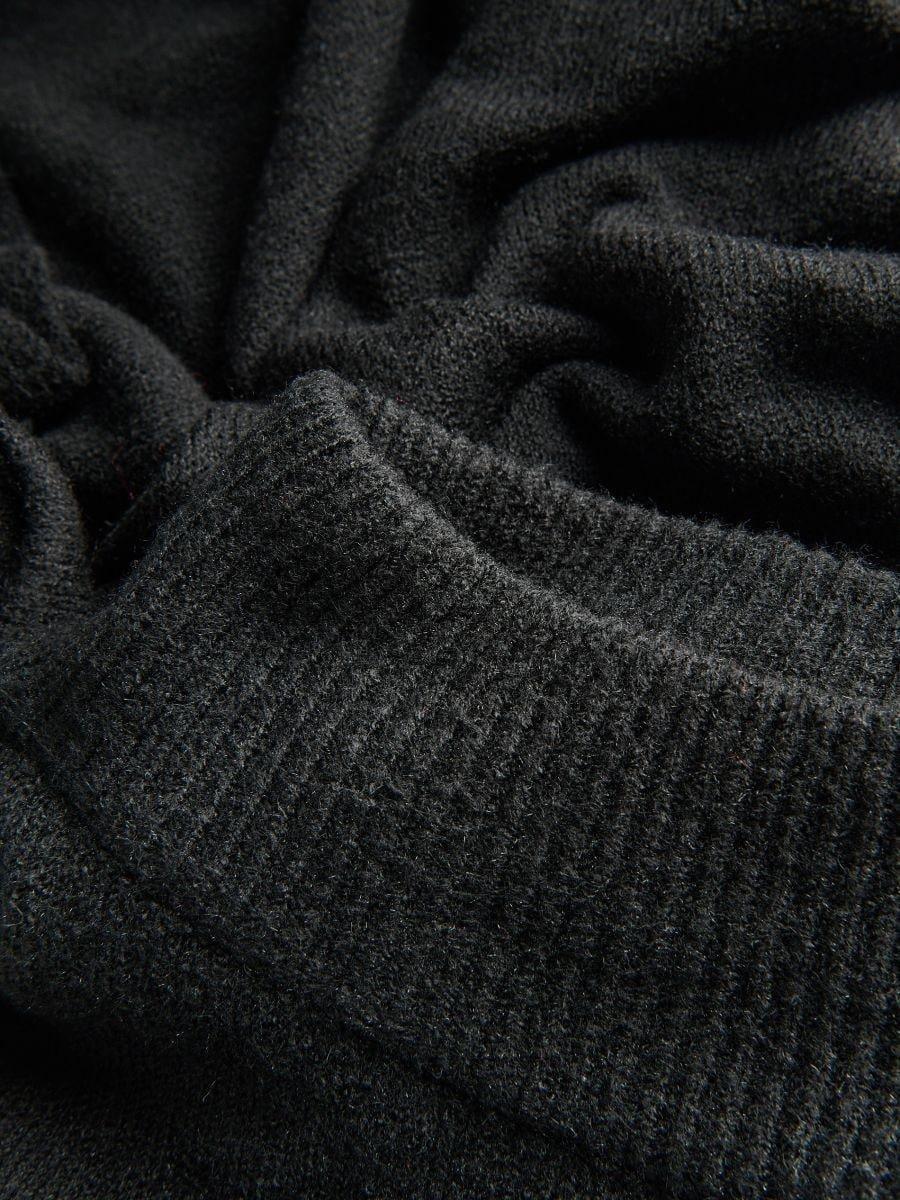 Black Knitted Poncho With Turtleneck, Black, large image number 1