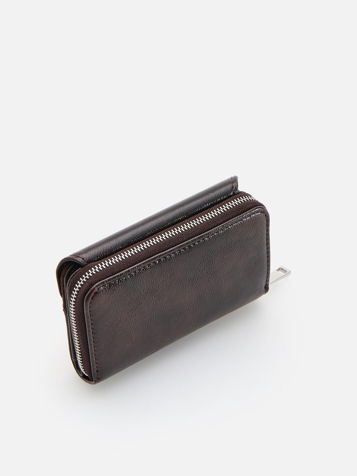 Brown Leather Imitation Wallet, Brown, medium