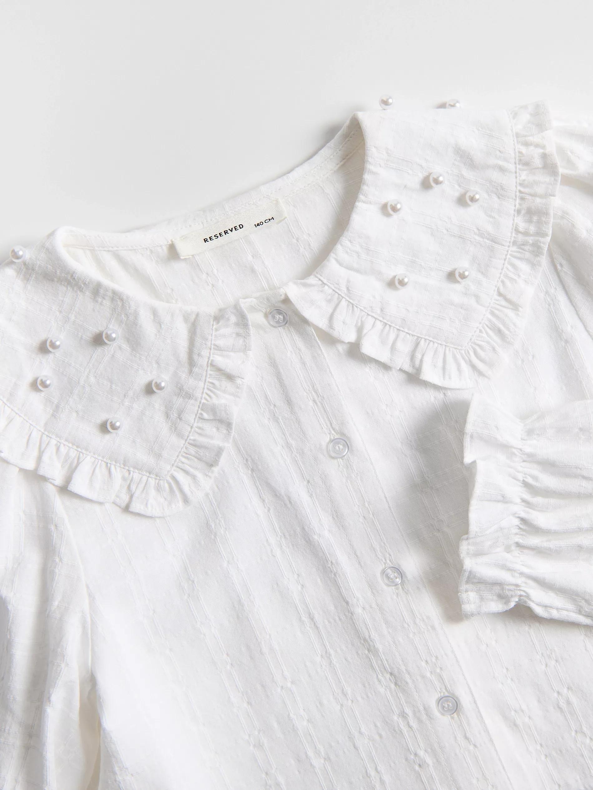 Cream Shirt With Pearl Appliqu&oslash;&pound;&Acirc;&copy;, Ivory, large image number 4