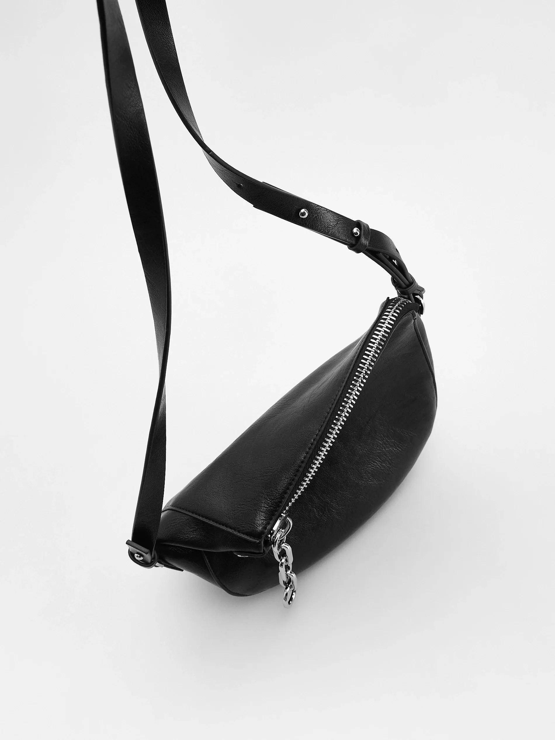Black Plain Cross-Body Bag, Black, large image number 2
