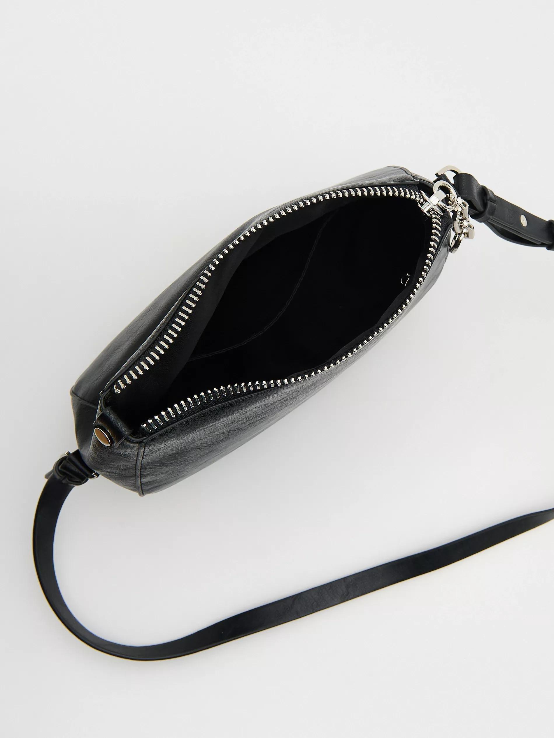 Black Plain Cross-Body Bag, Black, large image number 3