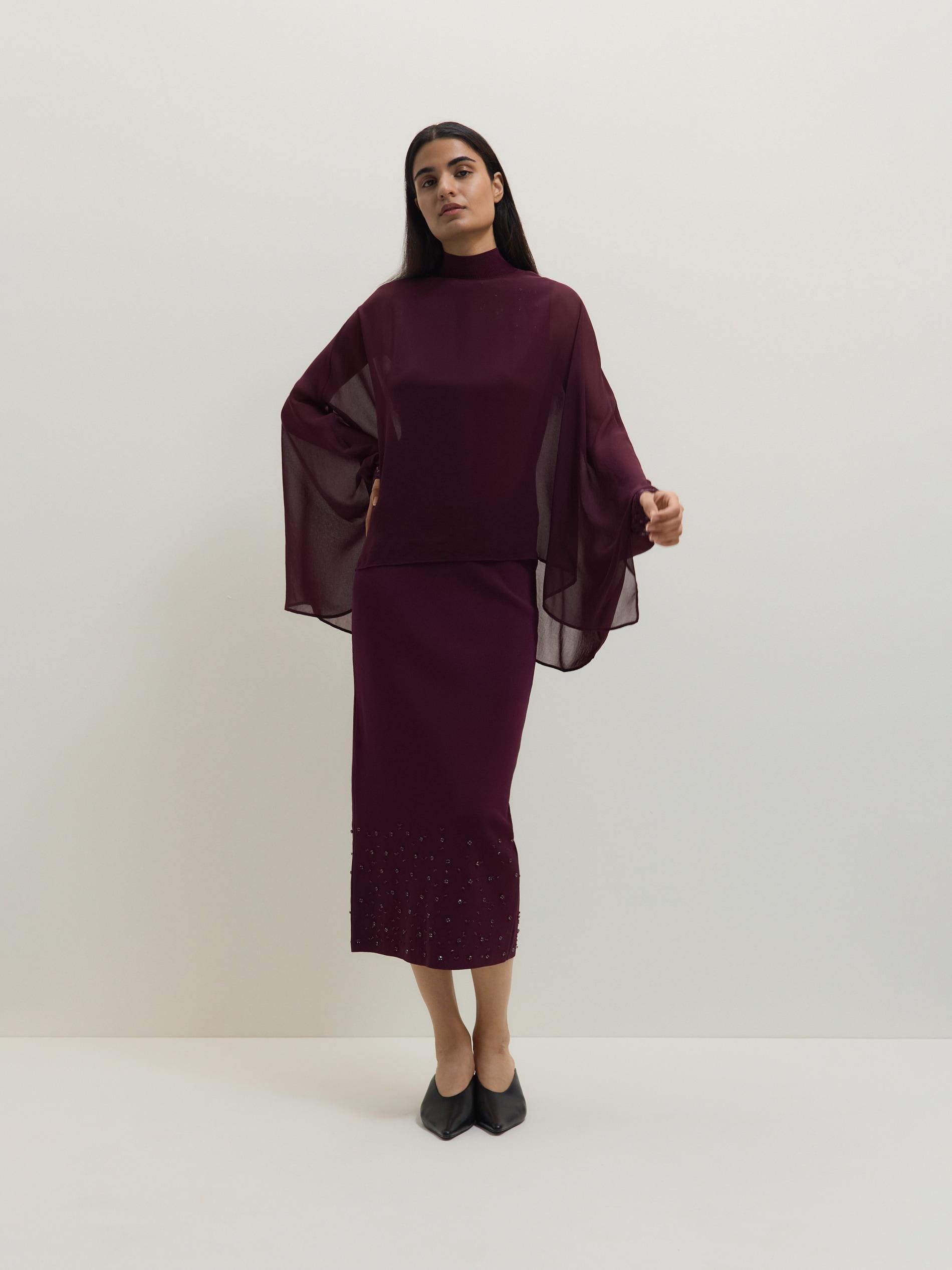 Maroon Skirt With Applique, , large image number 1