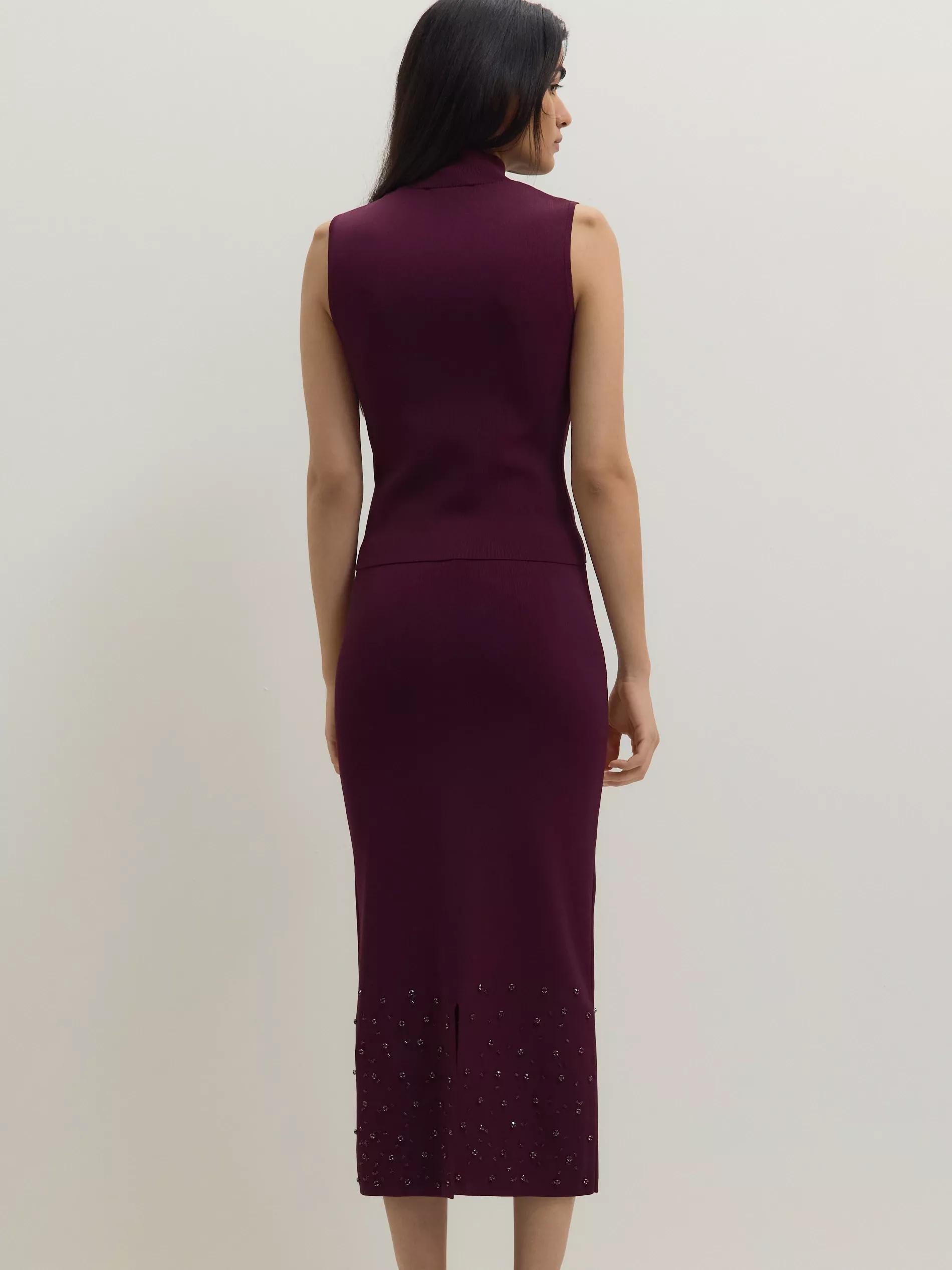 Maroon Skirt With Applique, , large image number 3