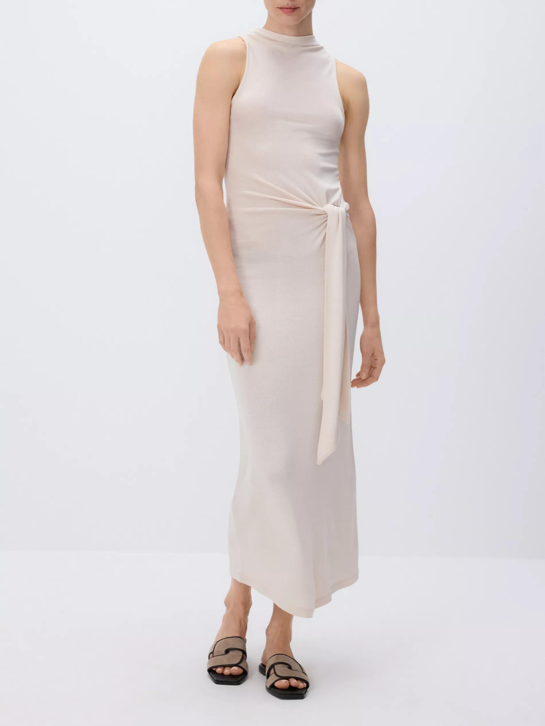 Beige Dress With Tie Detail, , large image number 0