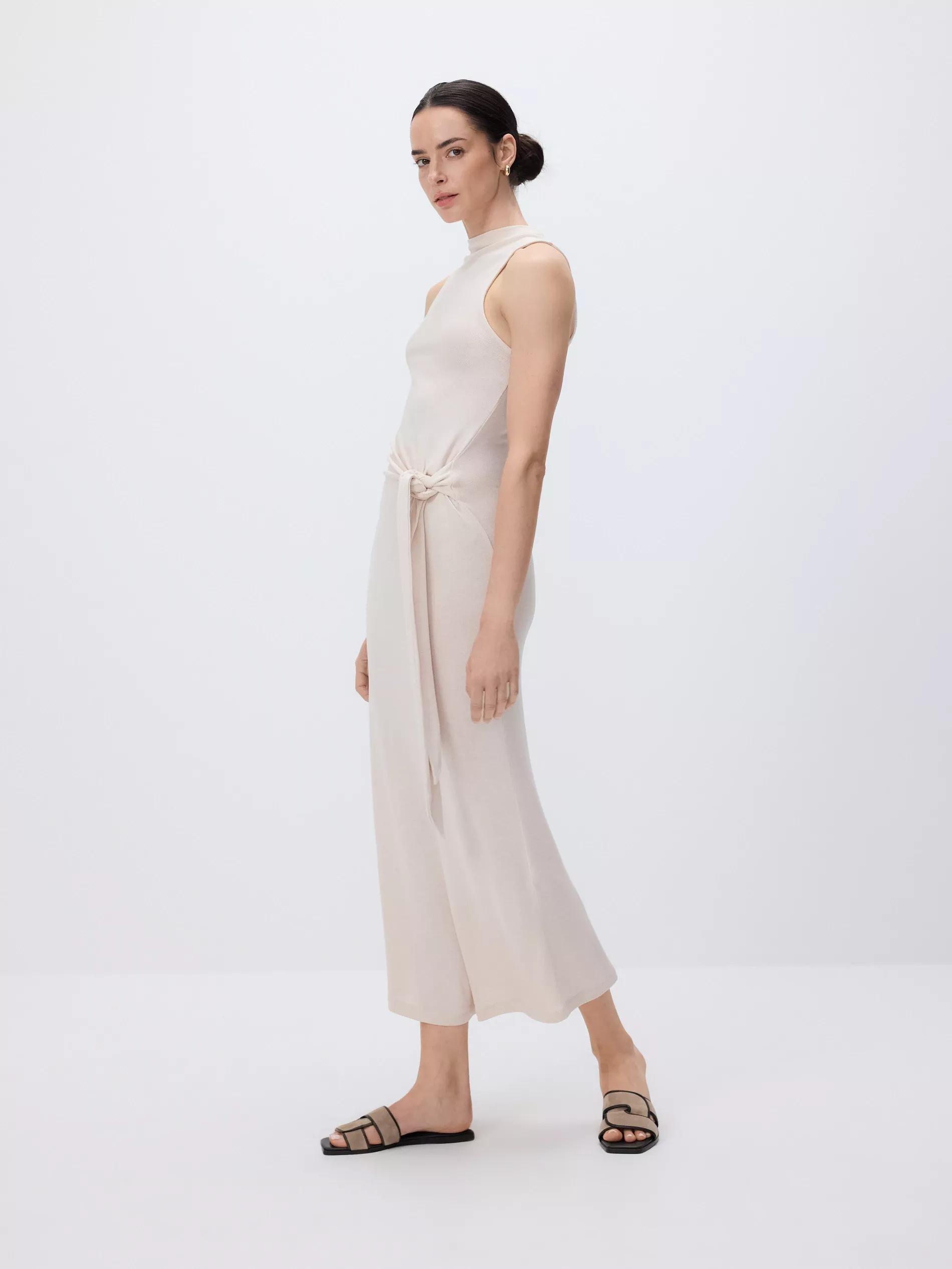 Beige Dress With Tie Detail, , large image number 2