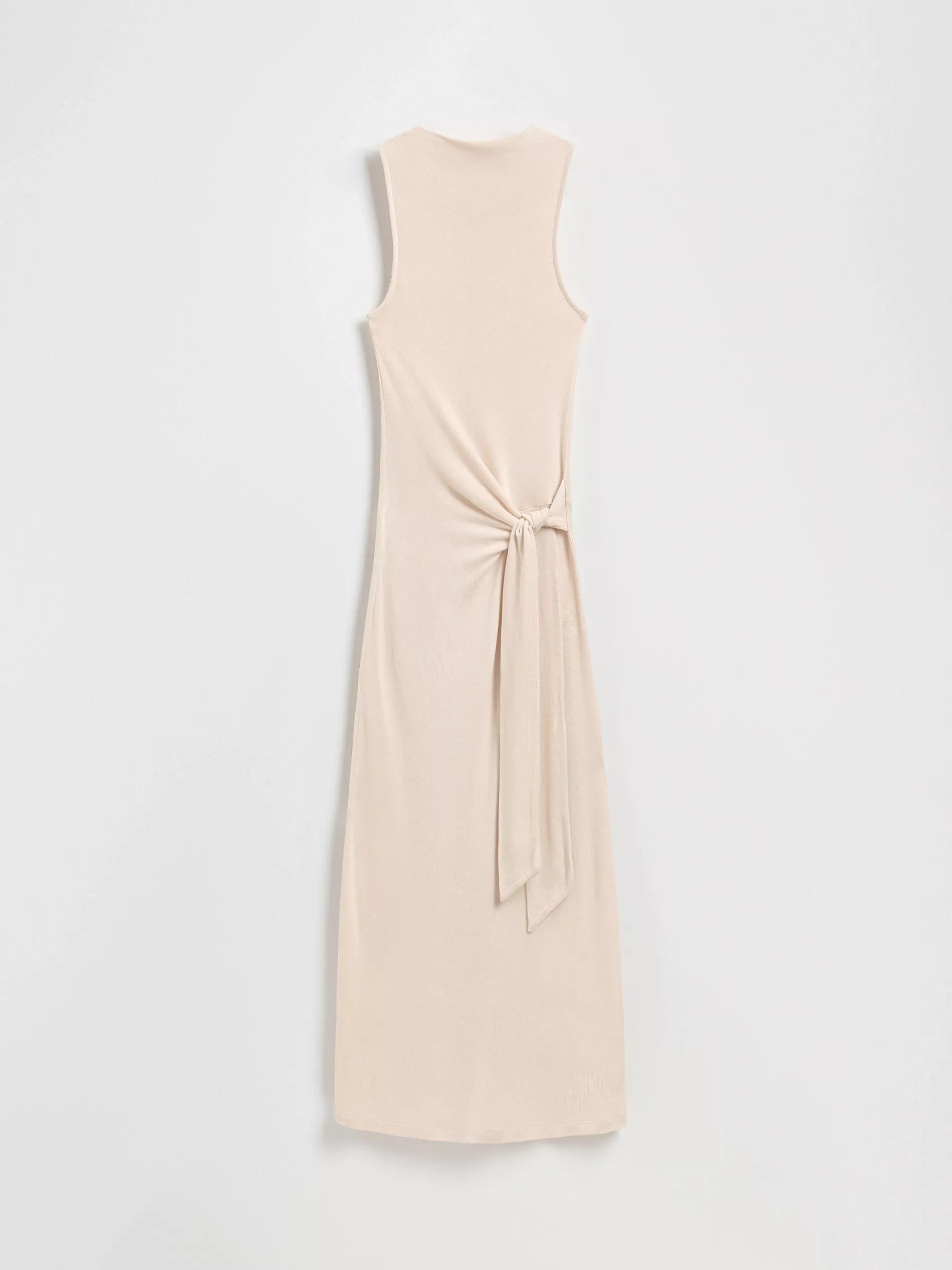 Beige Dress With Tie Detail, , large image number 5