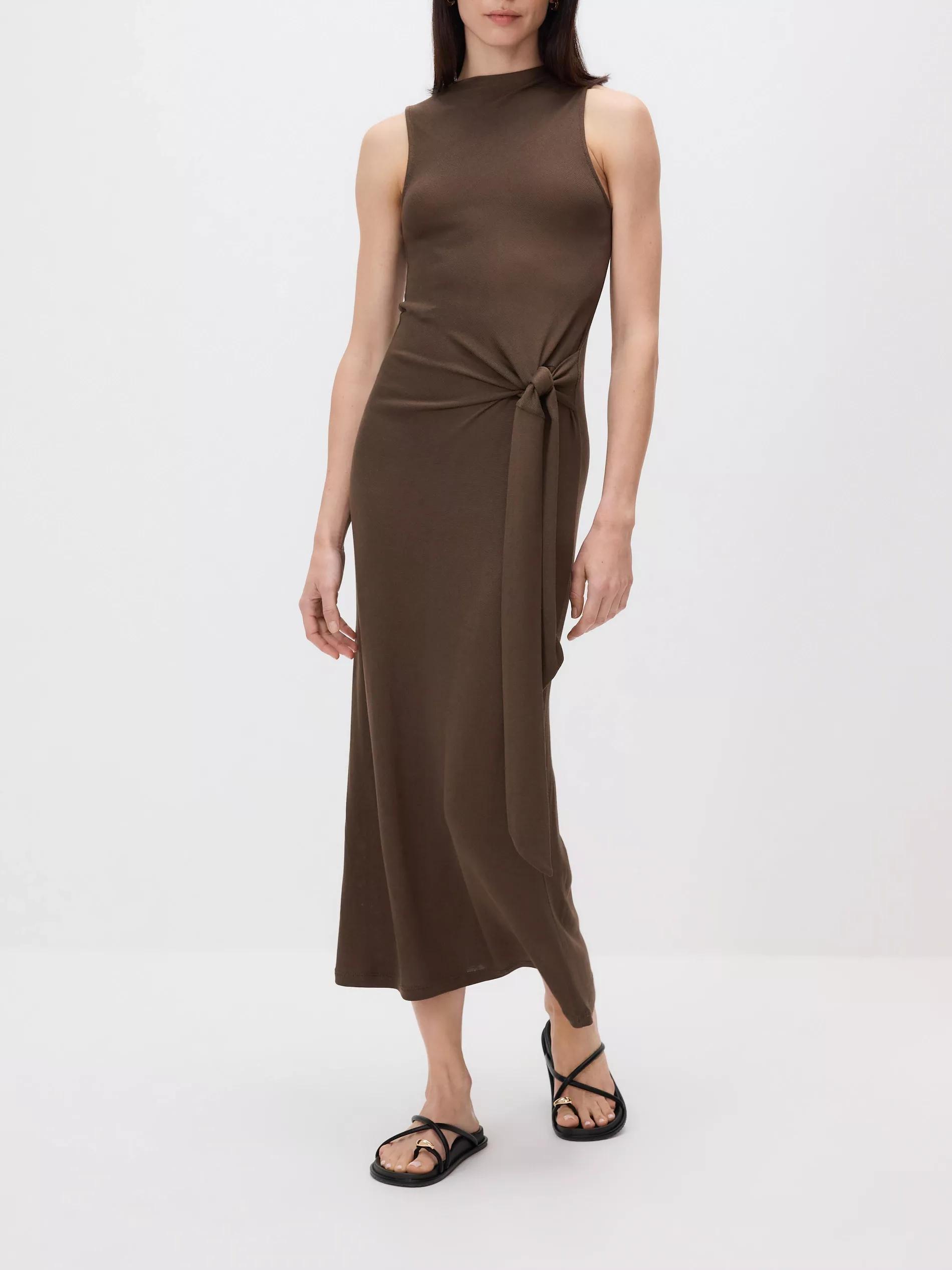 Brown Dress With Tie Detail, , large image number 0