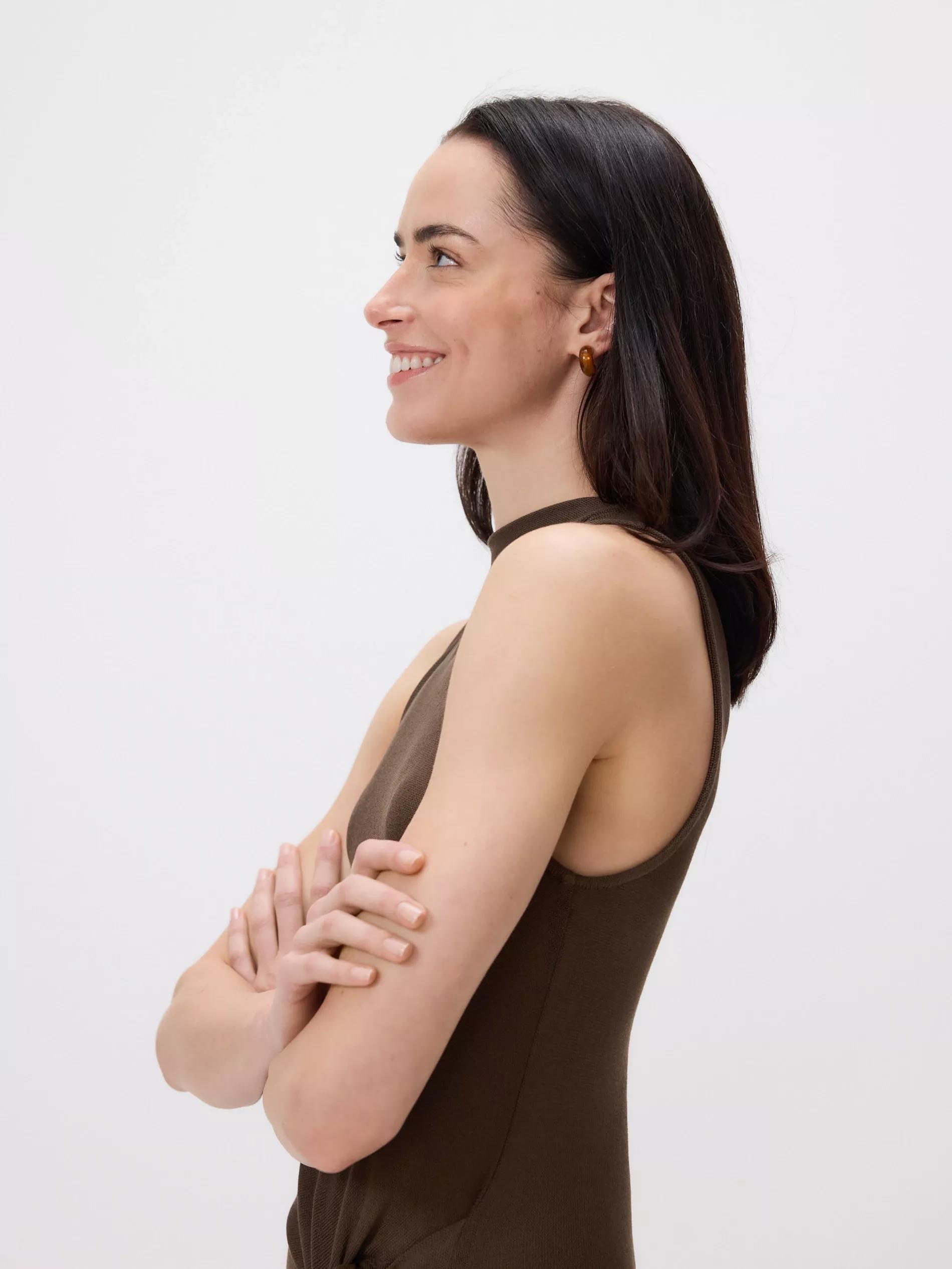 Brown Dress With Tie Detail, , large image number 2