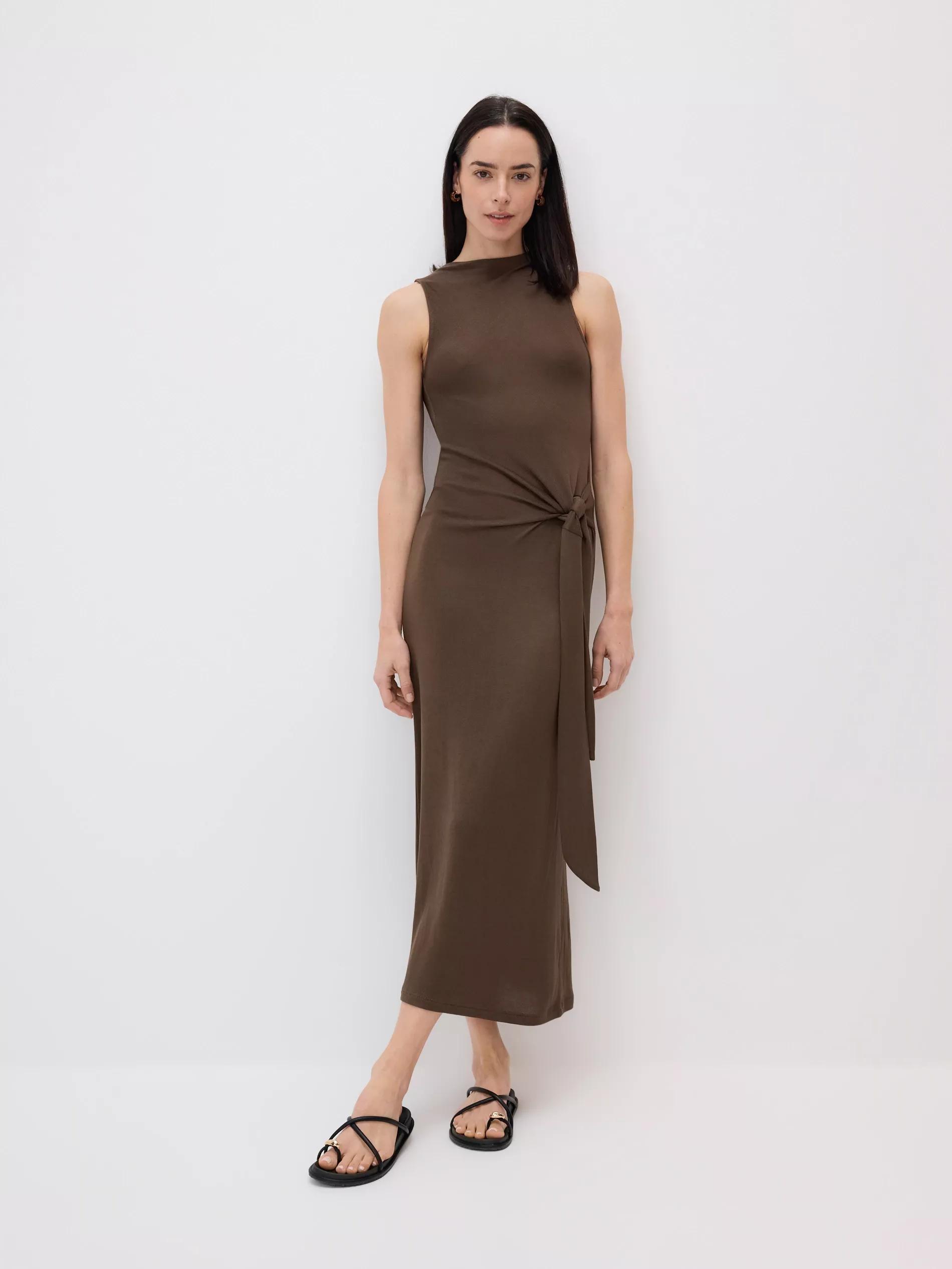 Brown Dress With Tie Detail, , large image number 3