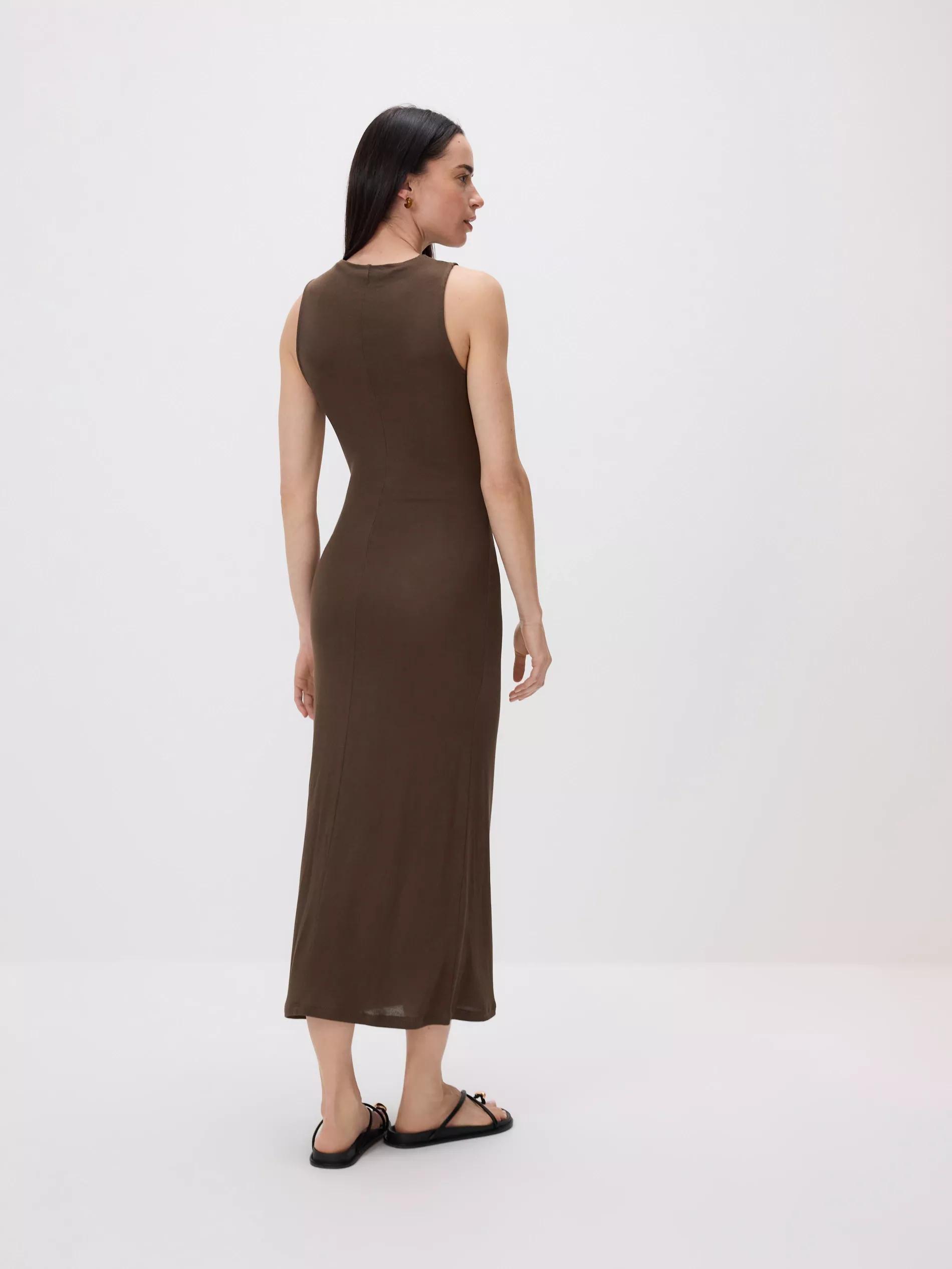 Brown Dress With Tie Detail, , large image number 5