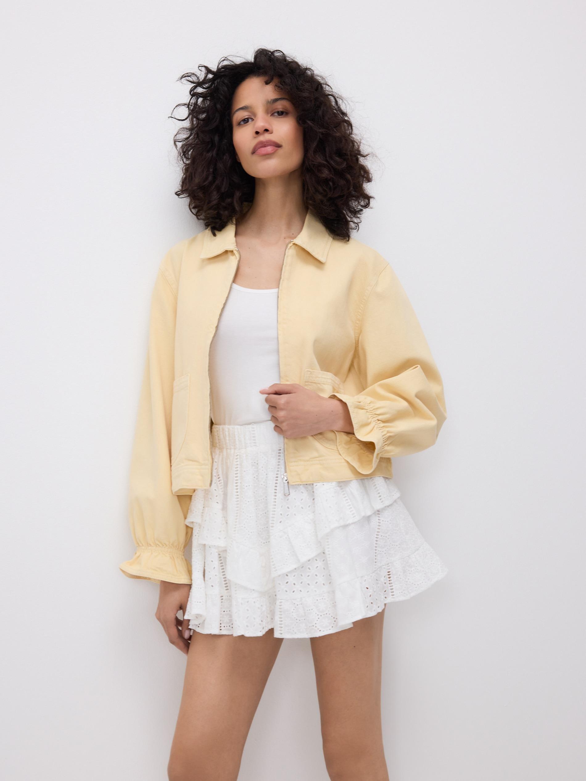Cream Skirt With Openwork Inserts, Ivory, large image number 1