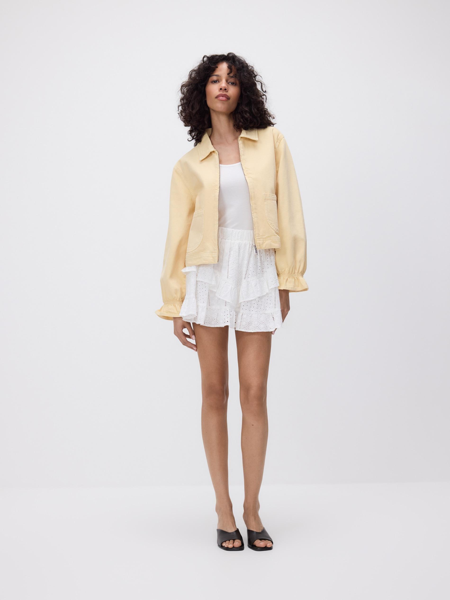 Cream Skirt With Openwork Inserts, Ivory, large image number 2