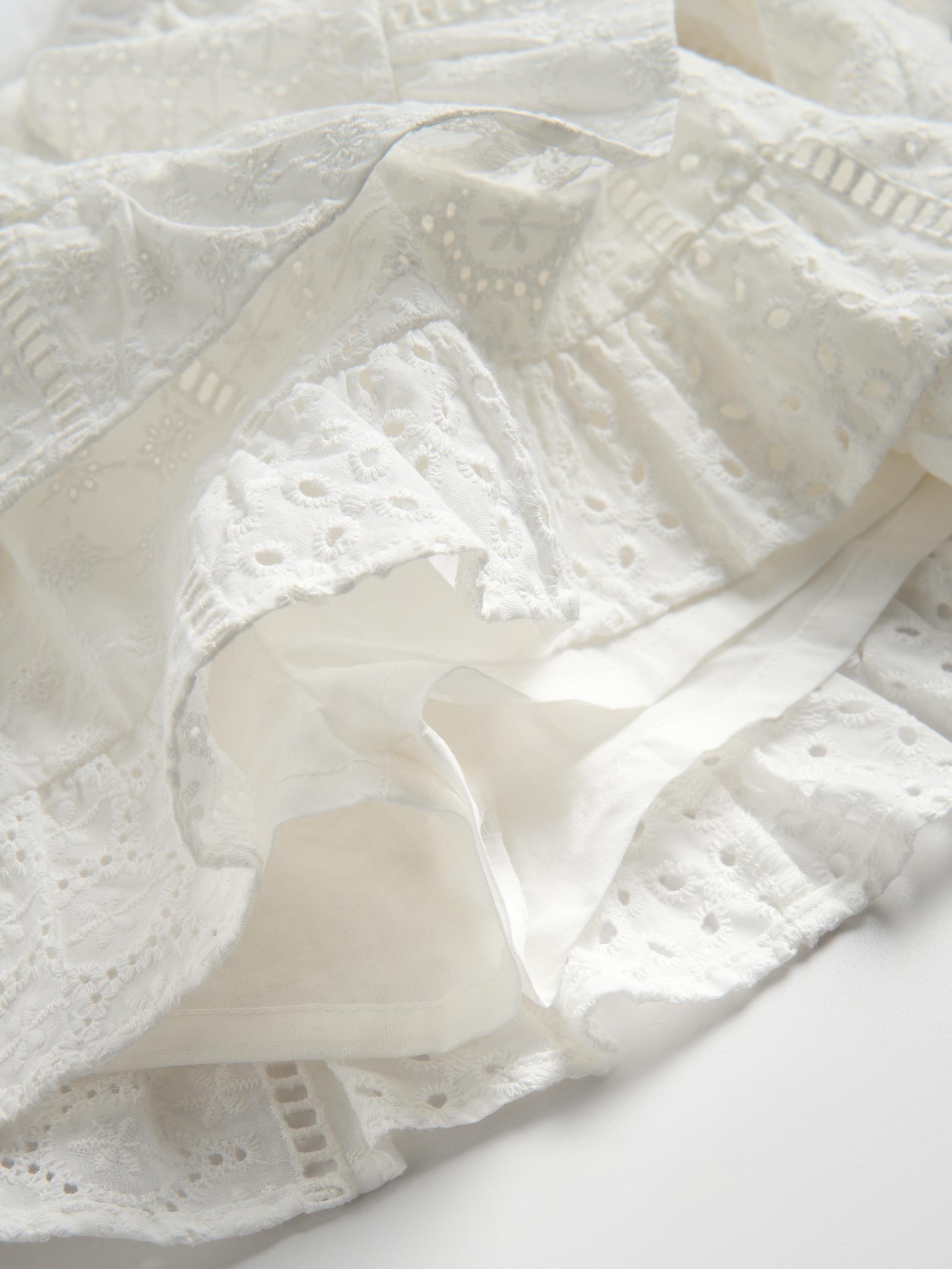 Cream Skirt With Openwork Inserts, Ivory, large image number 5