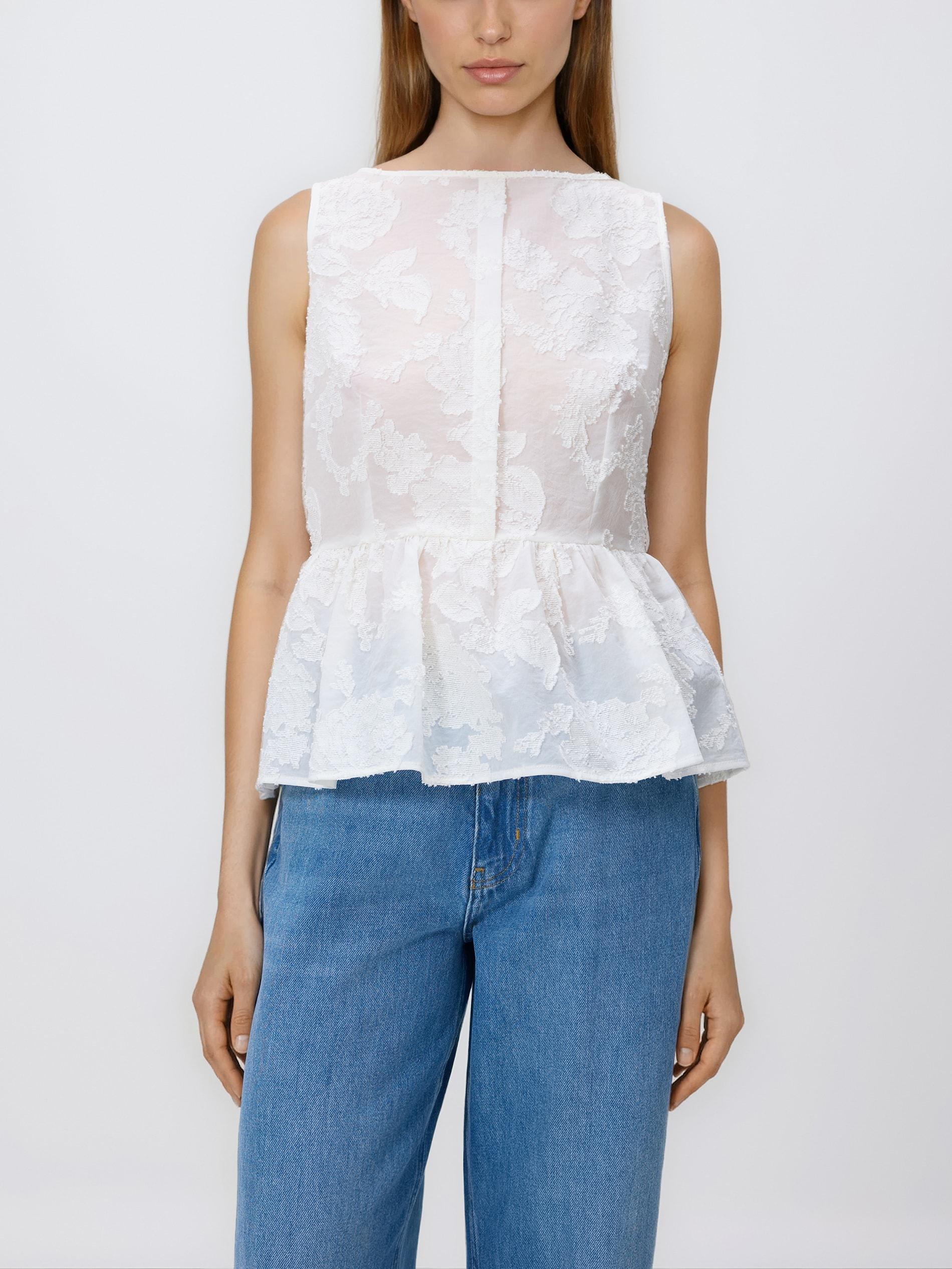 Cream Blouse With Peplum Hem, Ivory, medium