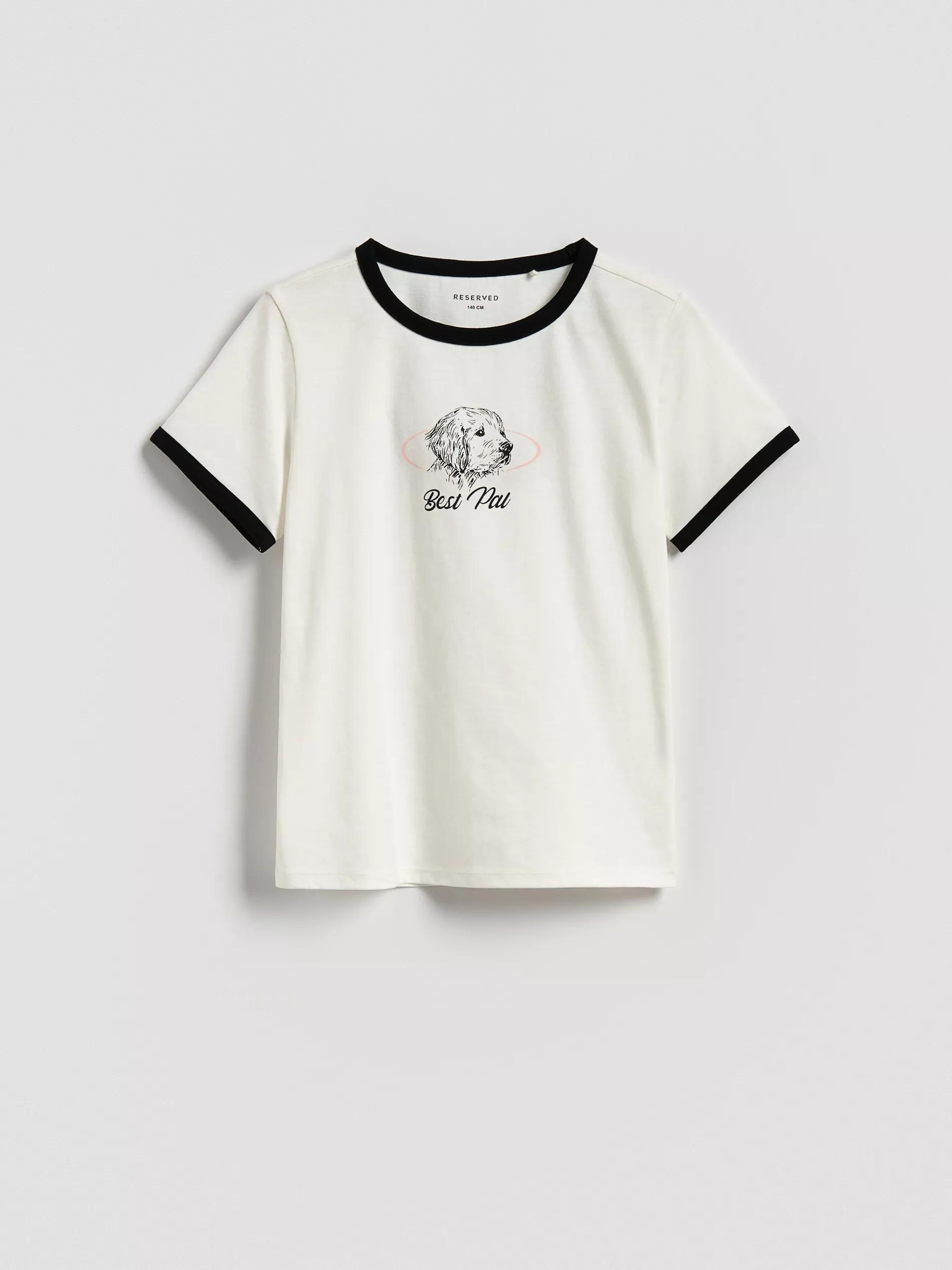 CREAM T-shirt with print, Ivory, large image number 0