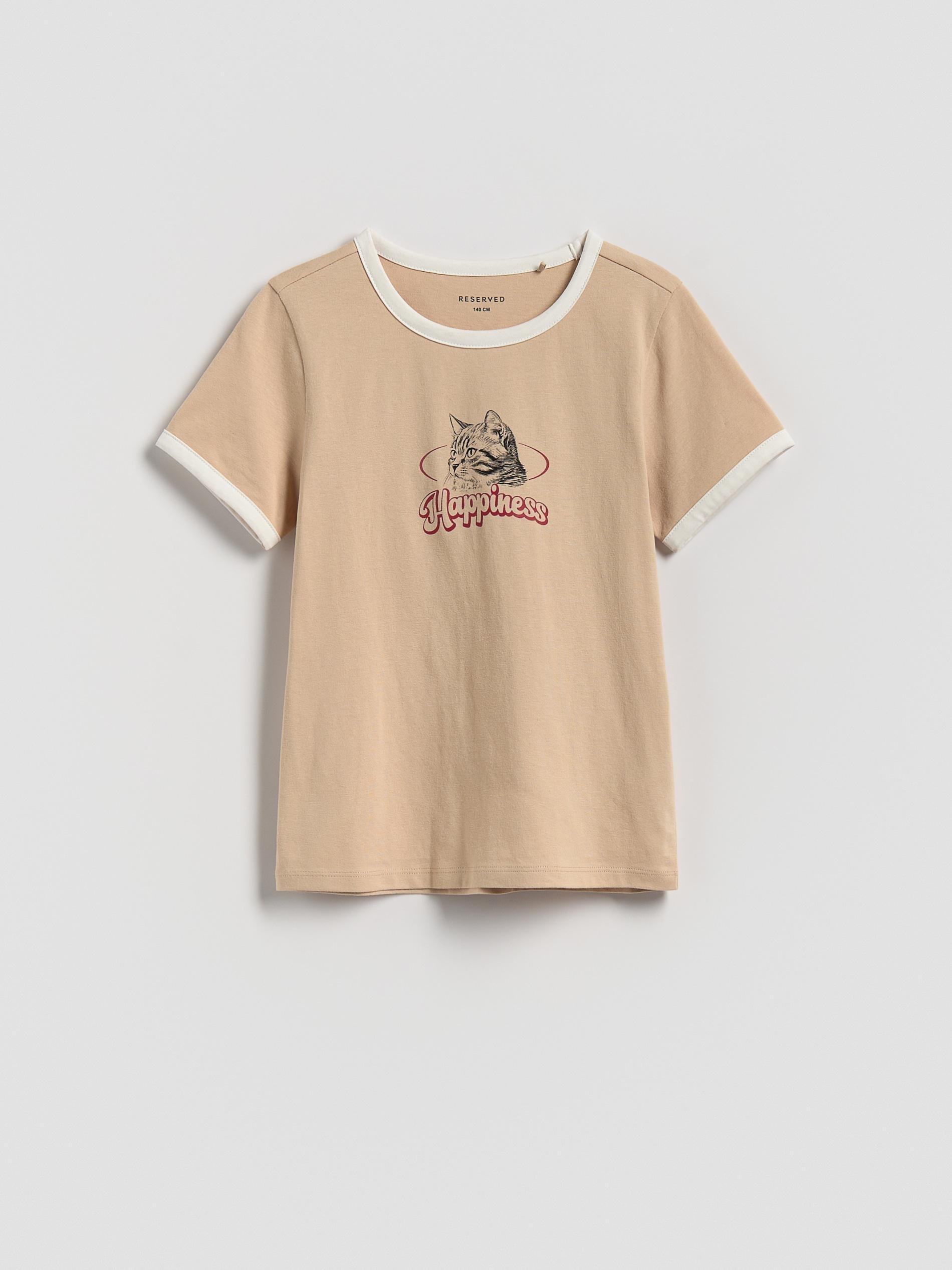 BEIGE T-shirt with print, Beige, large image number 0