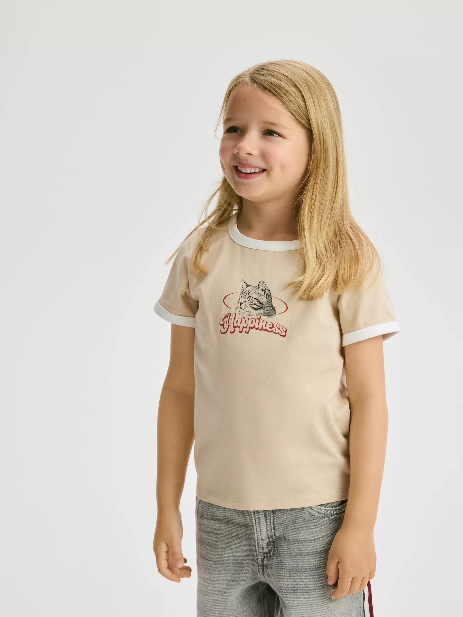 BEIGE T-shirt with print, Beige, large image number 2