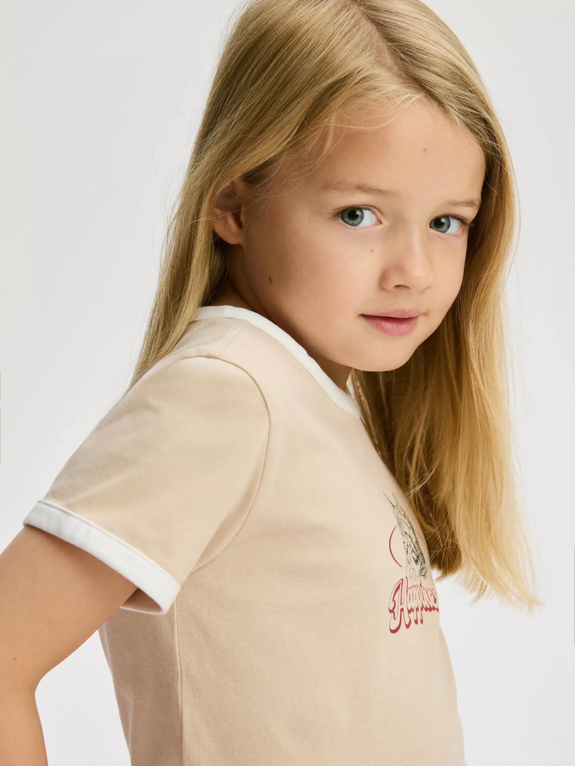 BEIGE T-shirt with print, Beige, large image number 3