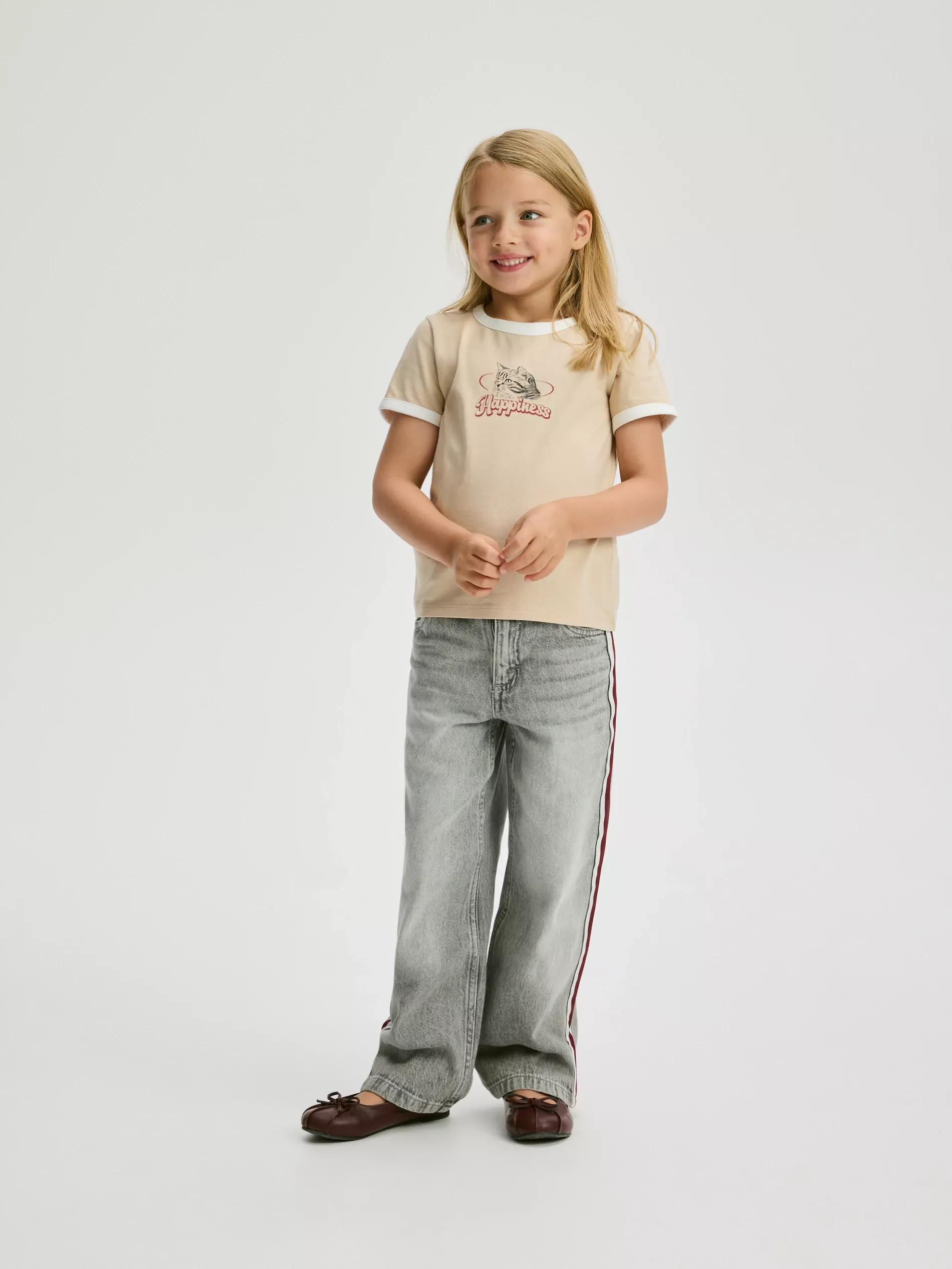 BEIGE T-shirt with print, Beige, large image number 4