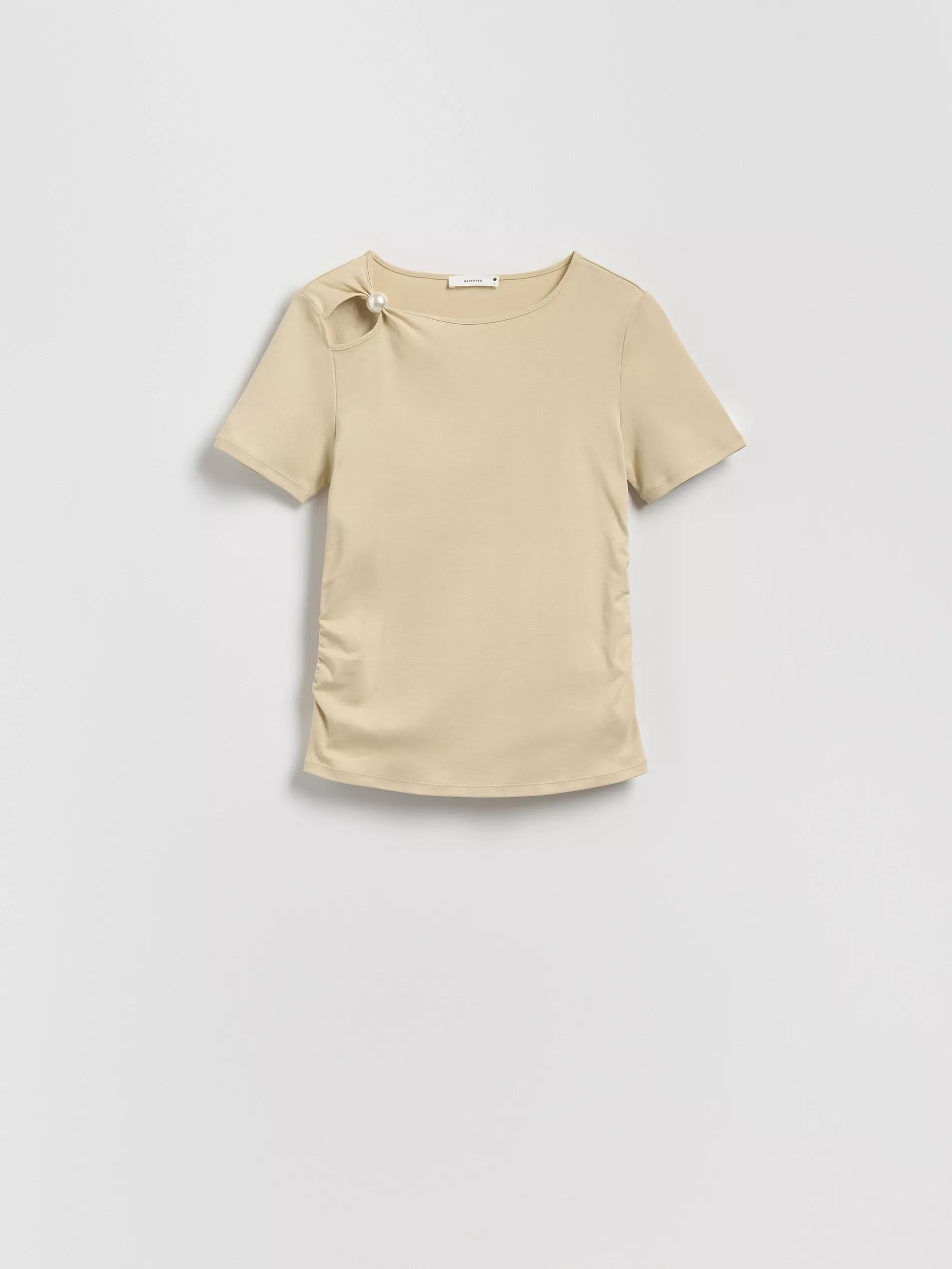 Beige T-Shirt Com Detalhe Decorativo, , large image number 4