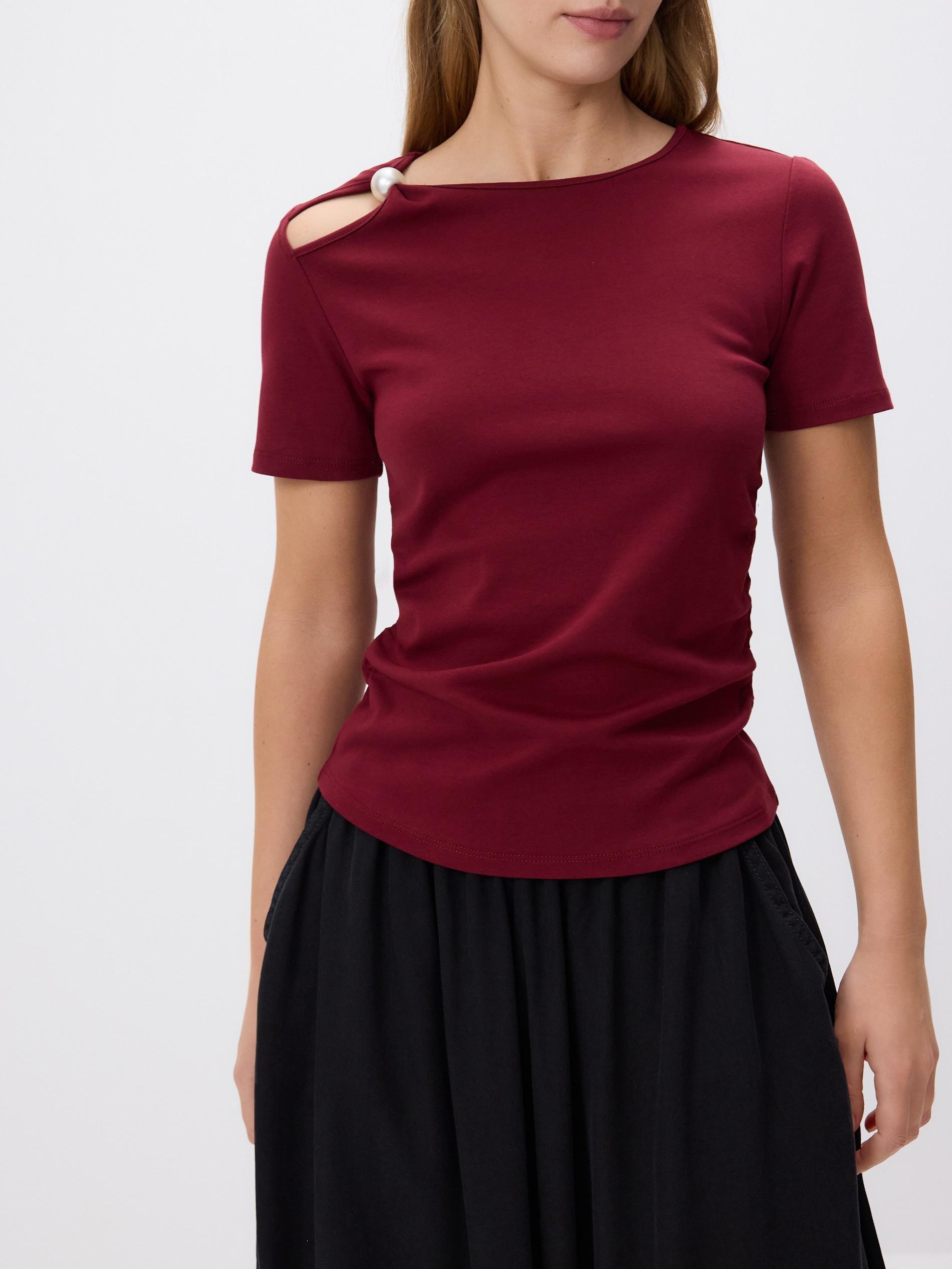 Maroon T-Shirt Com Detalhe Decorativo, , large image number 2