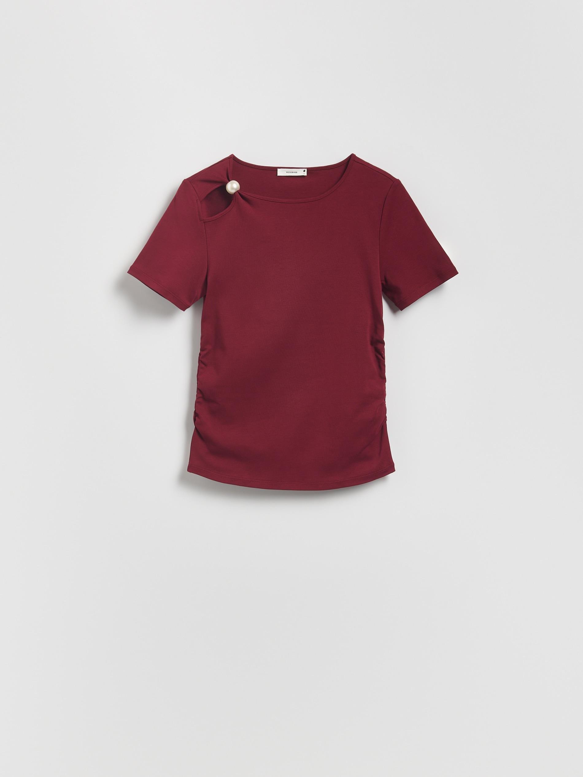 Maroon T-Shirt Com Detalhe Decorativo, , large image number 4